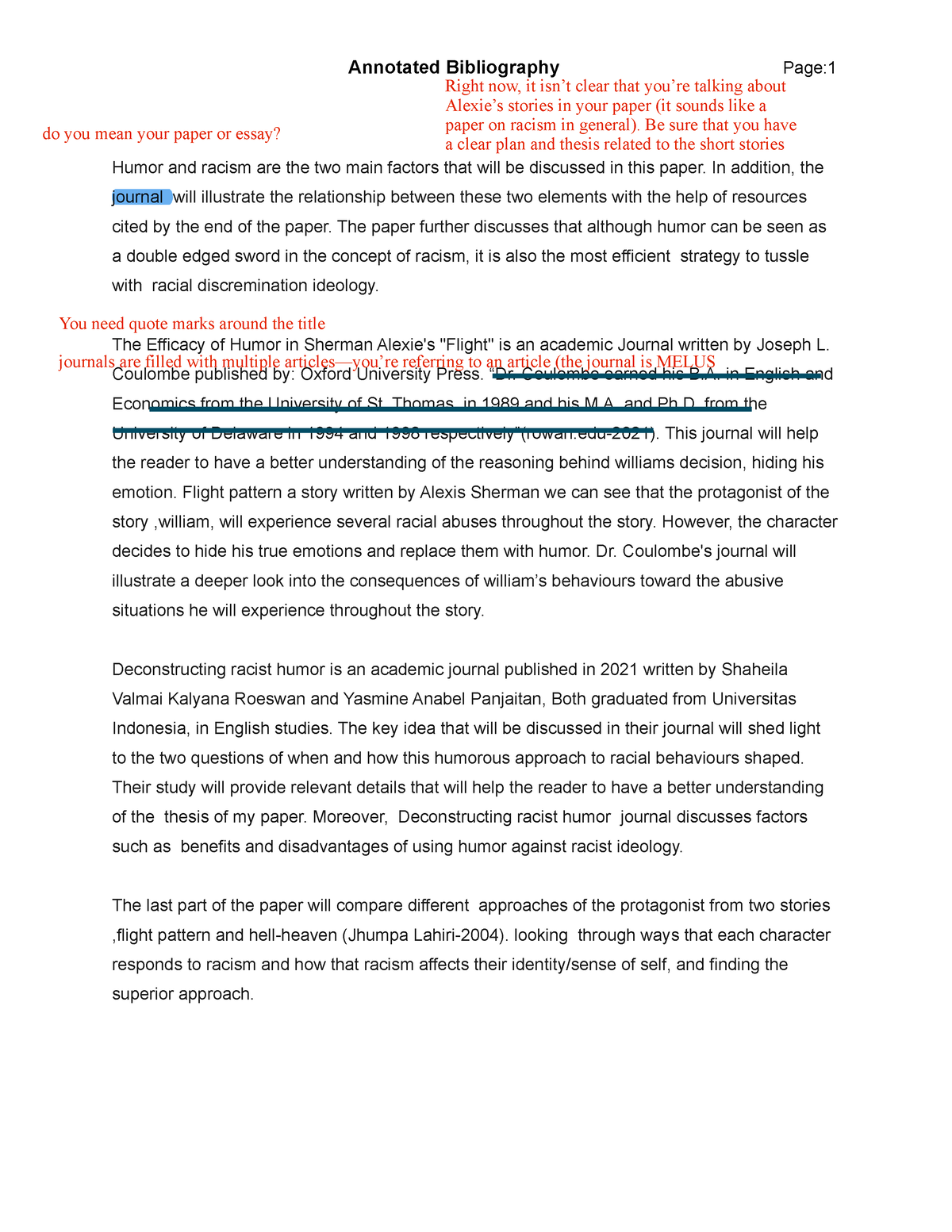 Omid ahmadian annotated bibliography - Annotated Bibliography Page ...