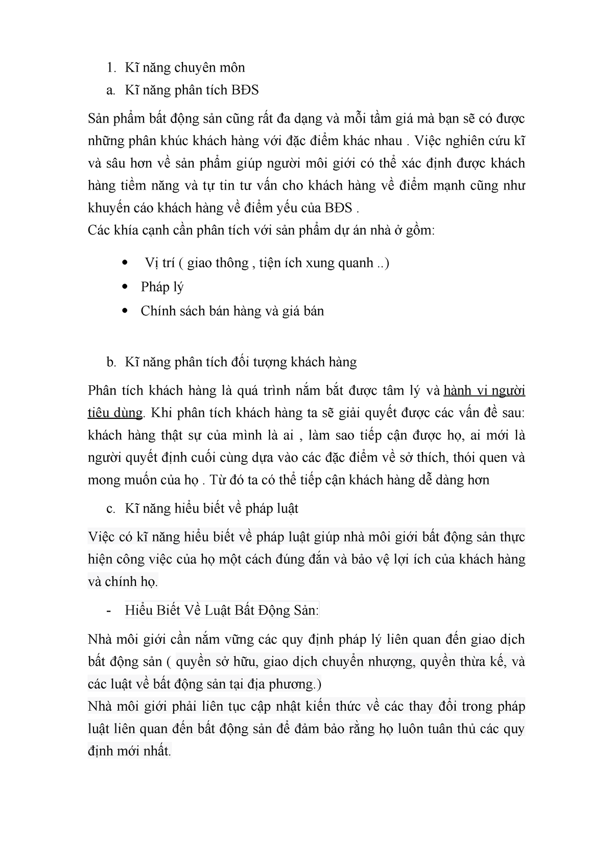 Kĩ năng chuyên môn - kĩ năng môi giới bất động sản - Kĩ năng chuyên môn ...