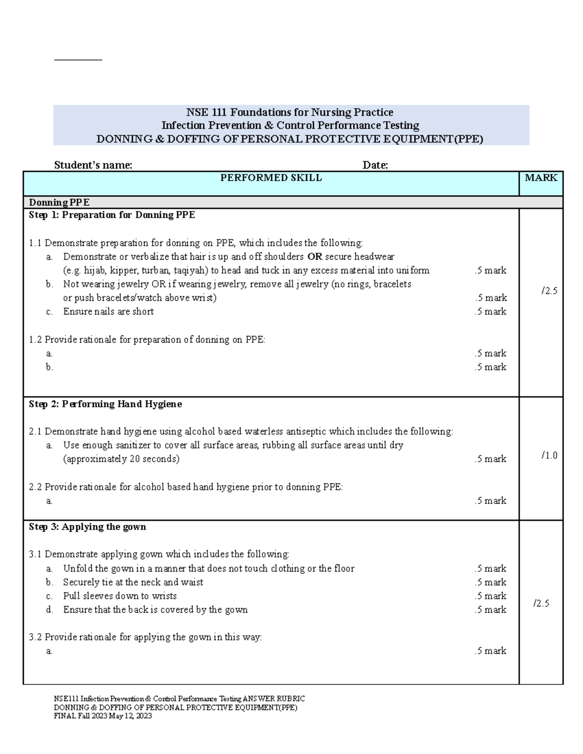 Student Version for Posting - Final - Infection Prevention Control ...