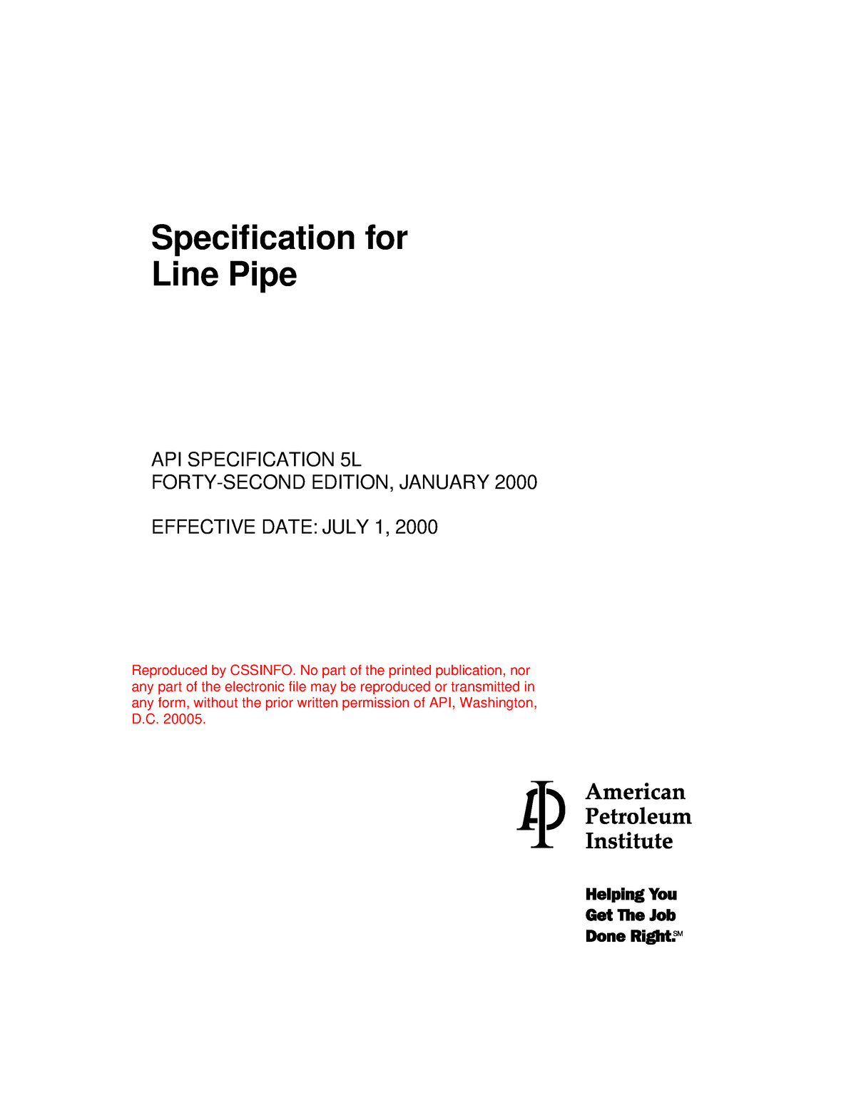 API 5L API Specification For Line Pipe API SPECIFICATION 5L FORTY   Thumb 1200 1553 