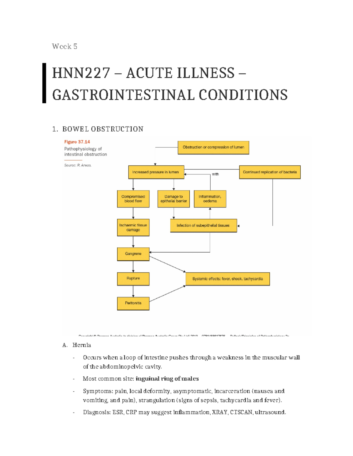 Gastrointestinal disorders - Week 5 HNN227 – ACUTE ILLNESS ...