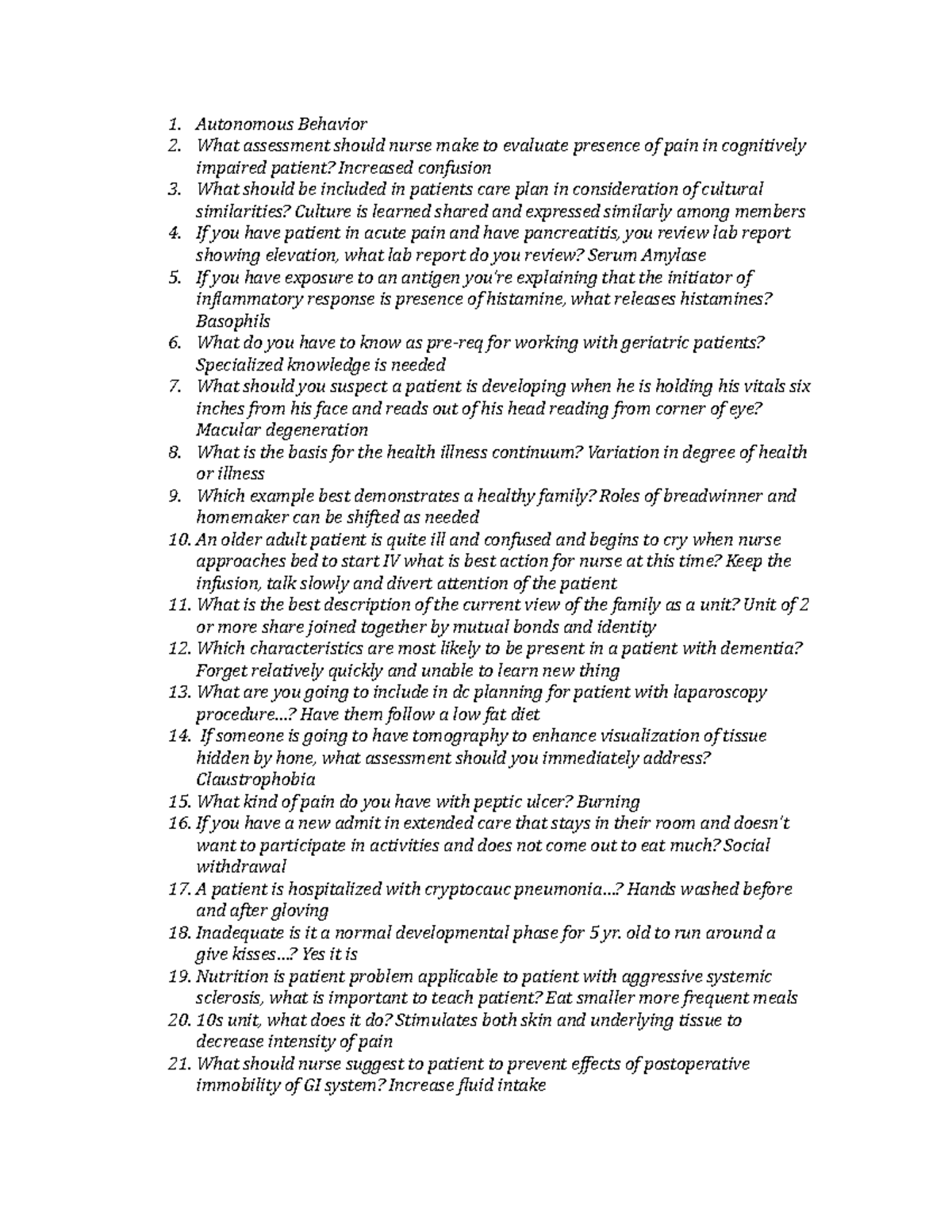 Med Surg Final Review - Practice Questions, from the book and online ...