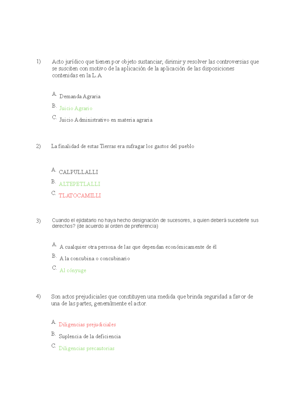 Derecho-agrario-cuestionario - Acto Jurídico Que Tienen Por Objeto ...