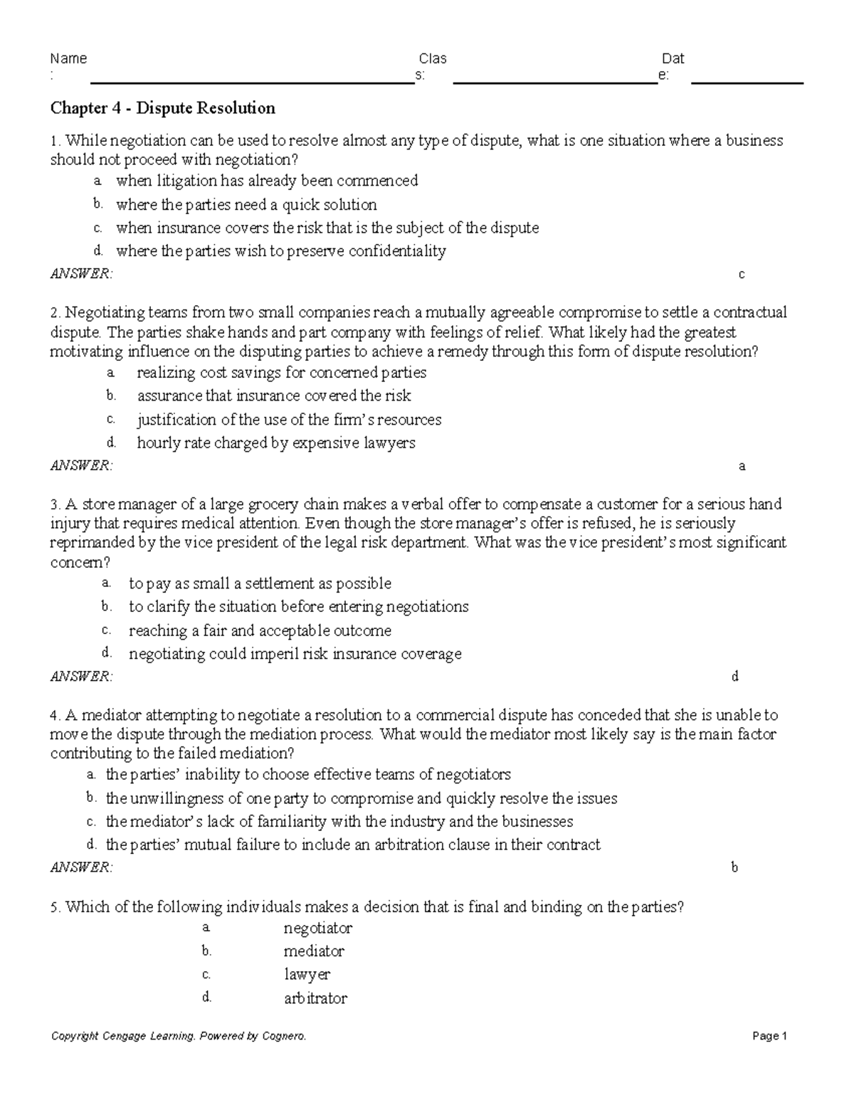 Chapter 4 Dispute Resolution S E Chapter 4 Dispute Resolution 1 While Negotiation Can Chapter 4 Dispute Resolution S E Chapter 4 Dispute Resolution 1 While Negotiation Can