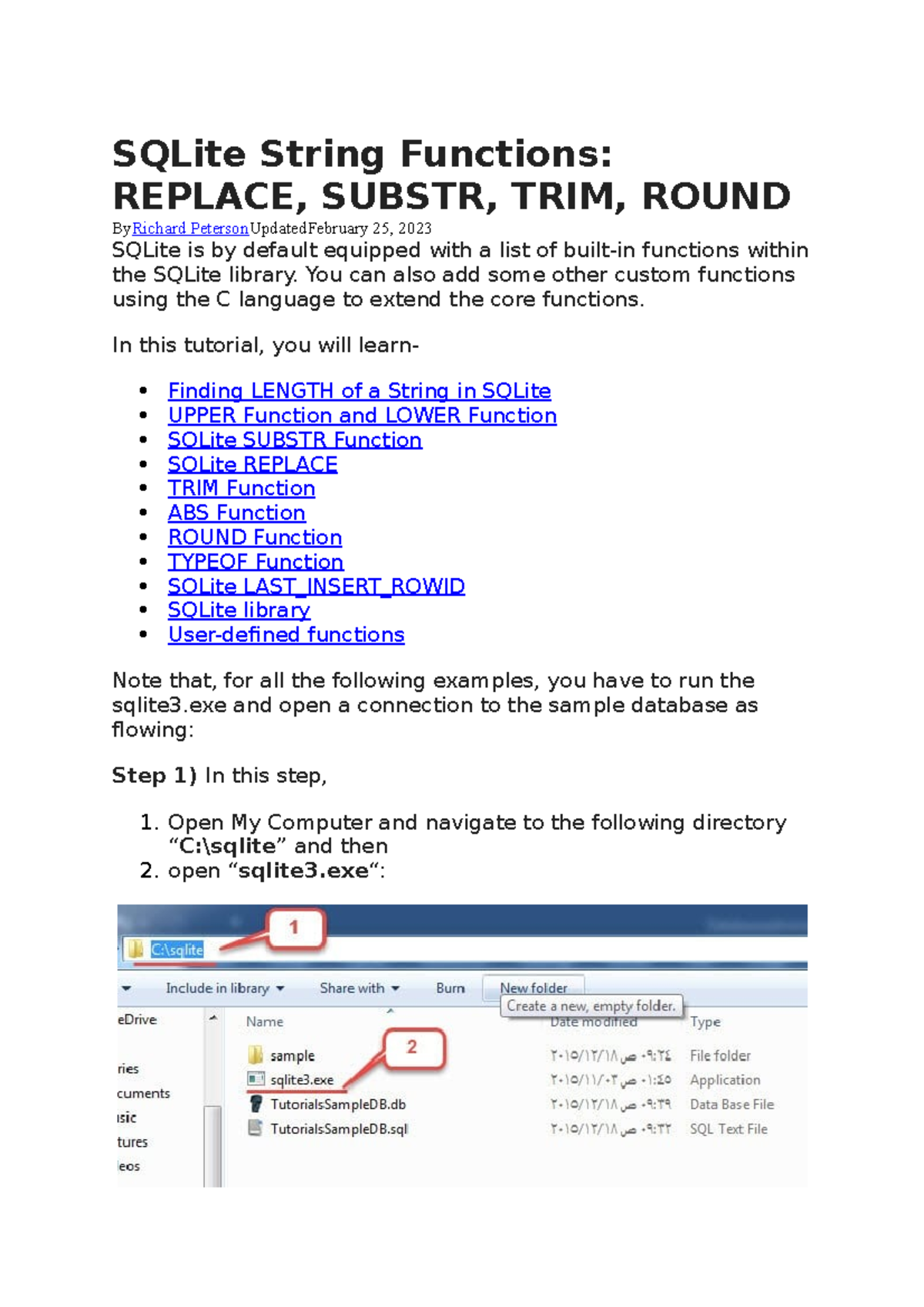 SQLite String Functions SQLite String Functions REPLACE, SUBSTR