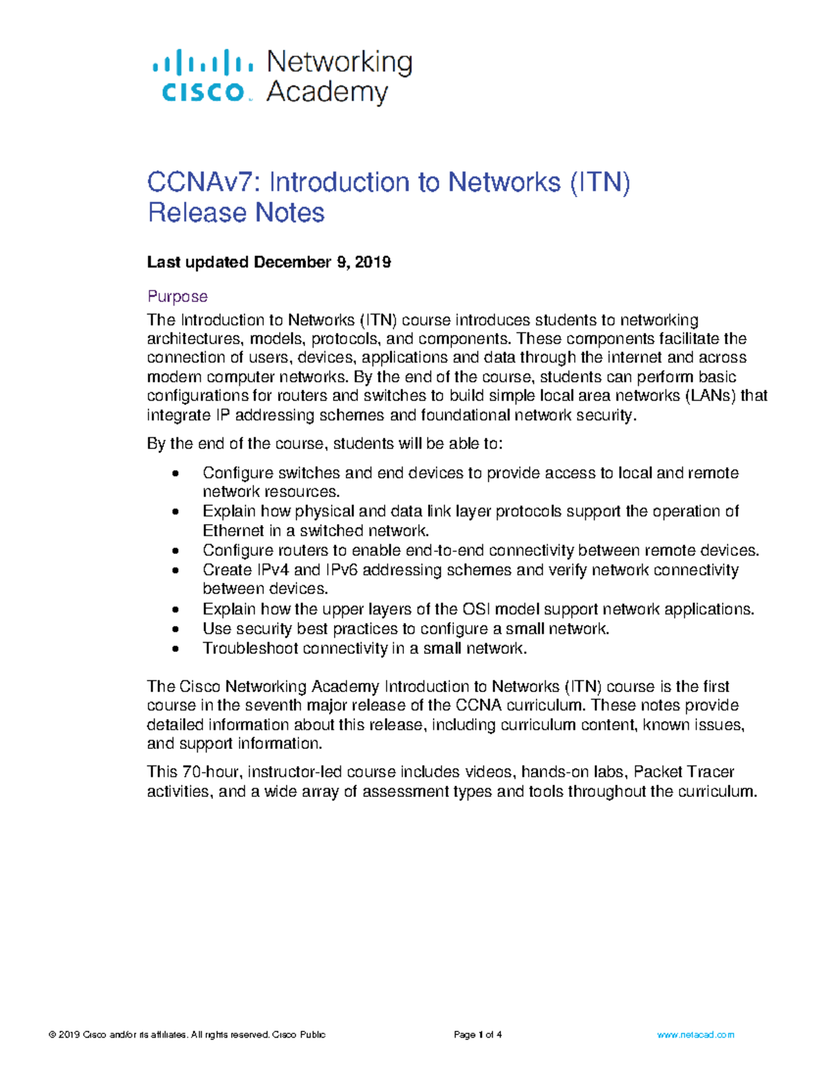 ITN V7 Release Notes - Ad Fan Gi Wm Na Mf - CCNAv7: Introduction To ...