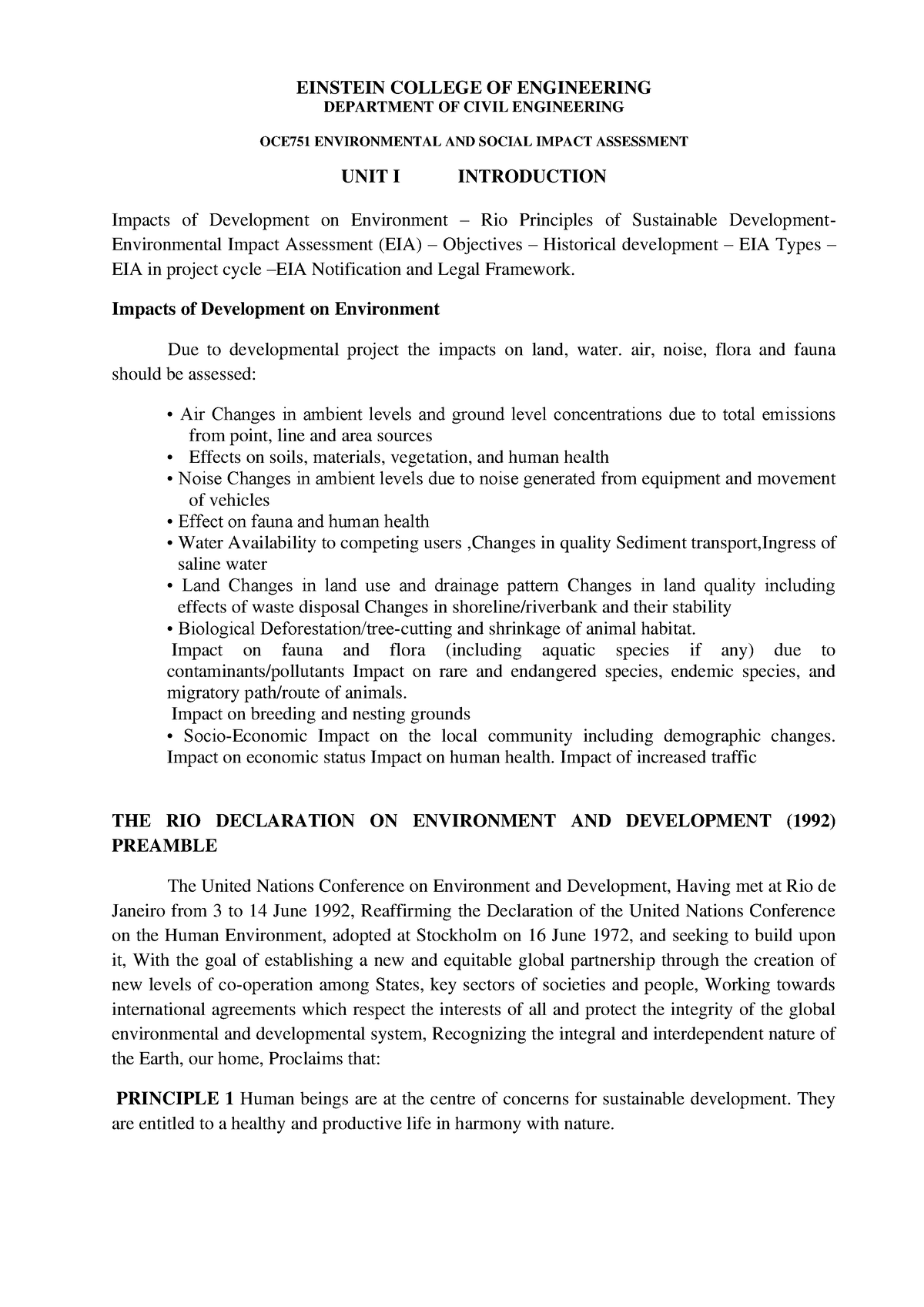 EIA Notes UNIT 1 - EINSTEIN COLLEGE OF ENGINEERING DEPARTMENT OF CIVIL ...