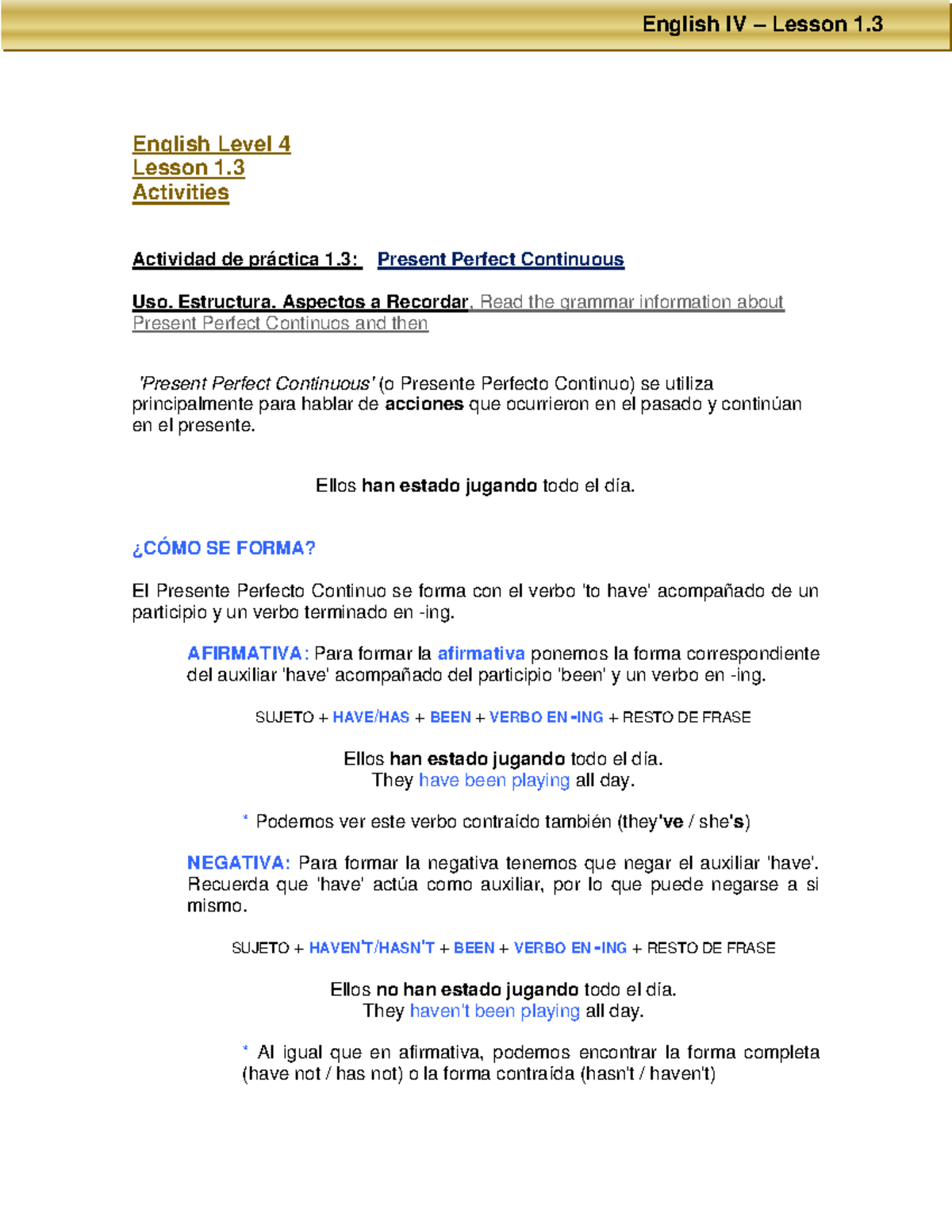 1716663786 - apuntes de ingles - English Level 4 Lesson 1. Activities ...