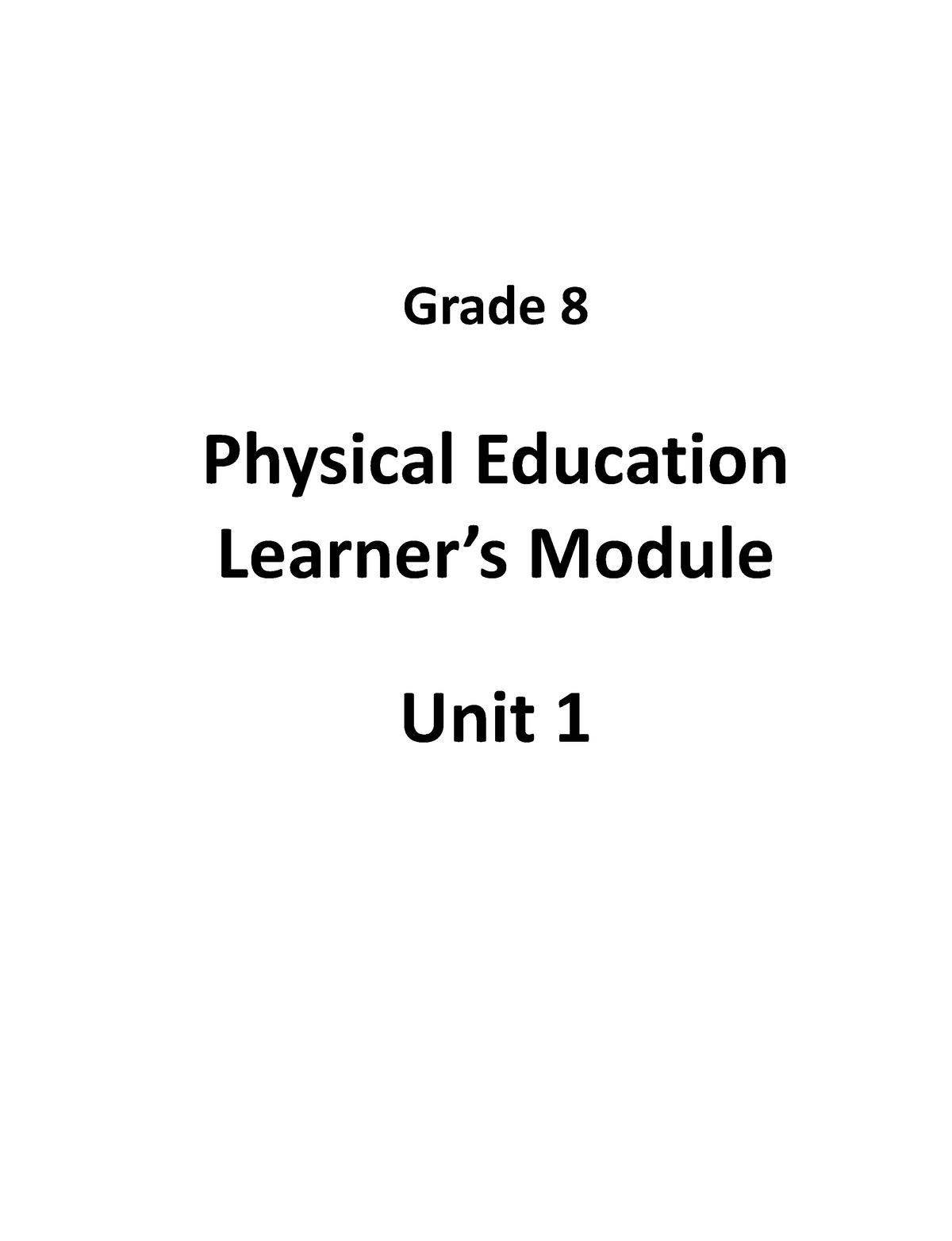 PE 8 Learner's Material - Grade 8 Physical Education Learner’s Module ...