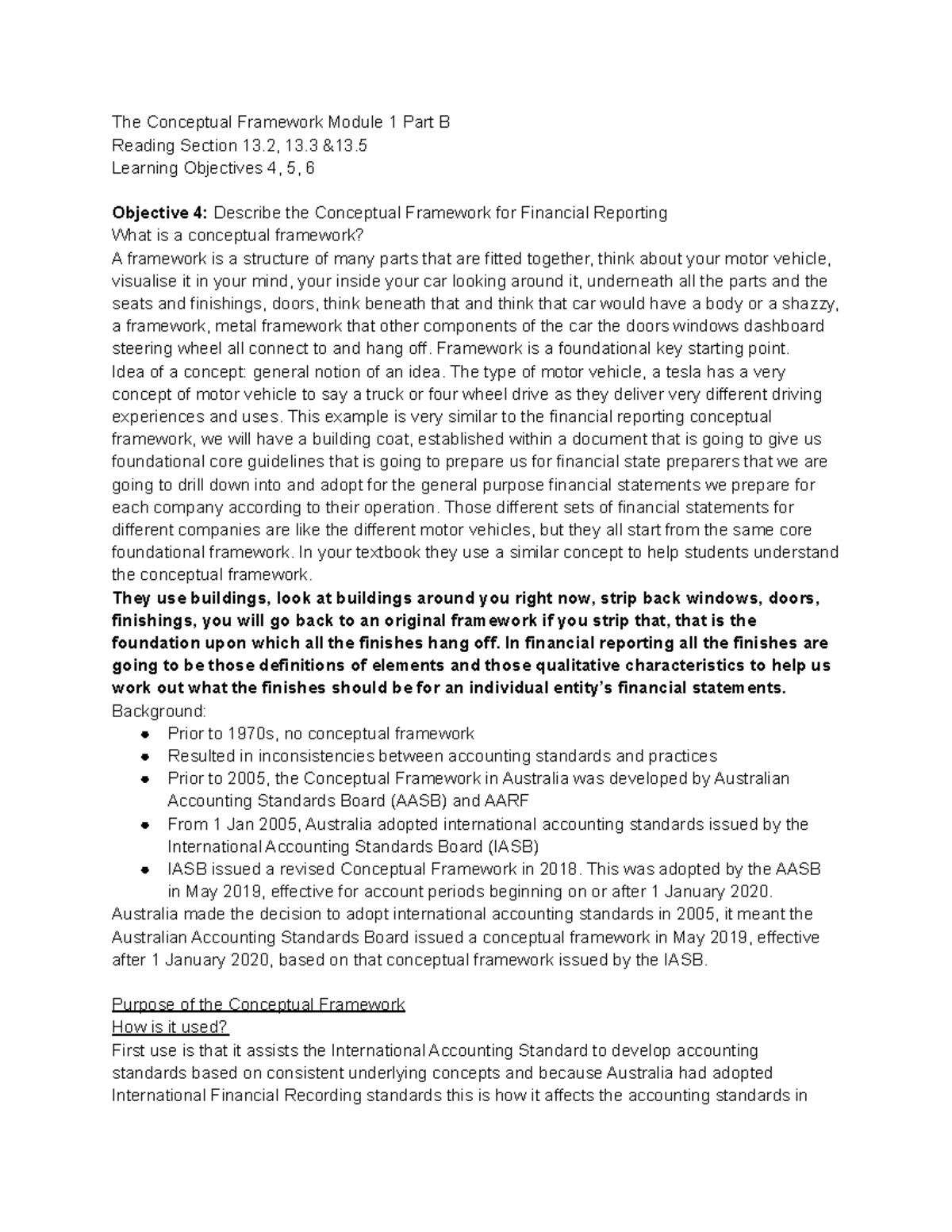 ACCT Module 1 Part B - The Conceptual Framework Module 1 Part B Reading ...