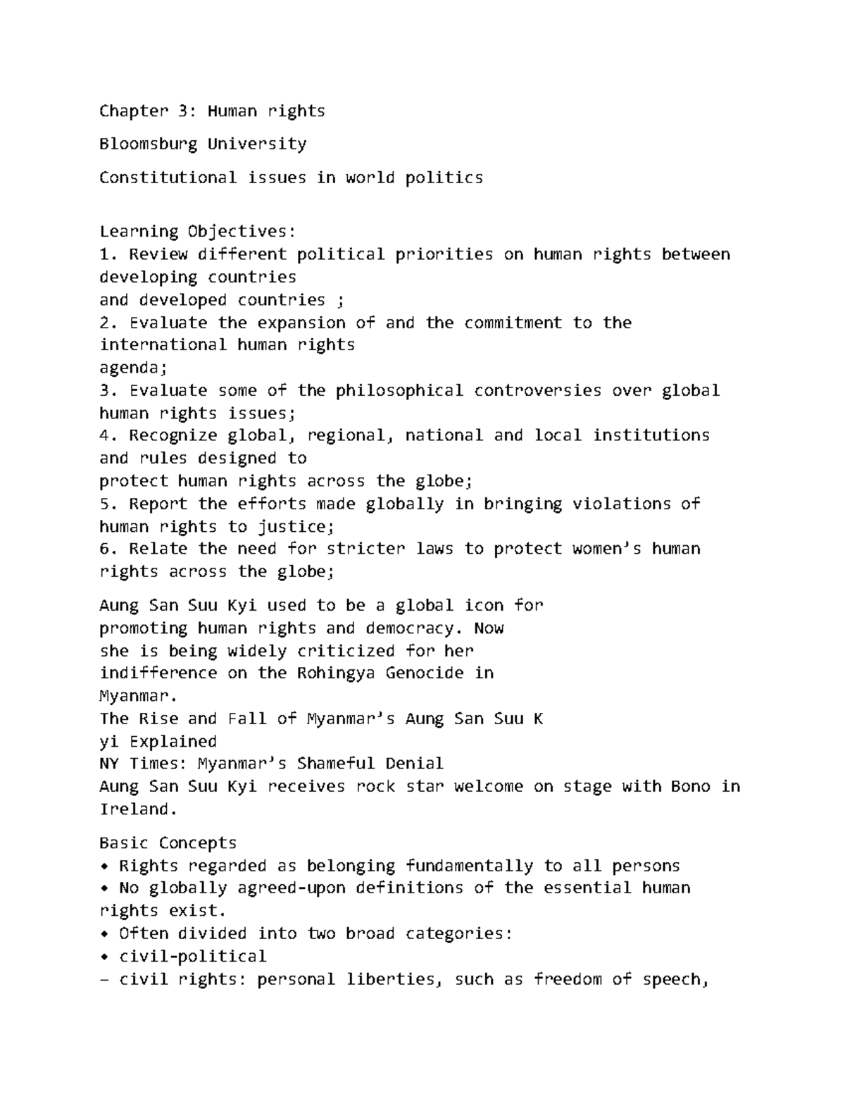 Chapter 3. const issues in world politics - Chapter 3: Human rights ...