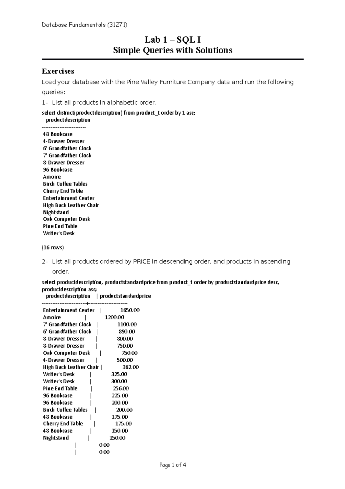 sql lab assignments with solutions