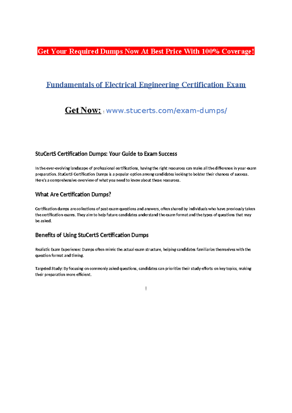 Fundamentals of Electrical Engineering Certification Exam - Get Your ...