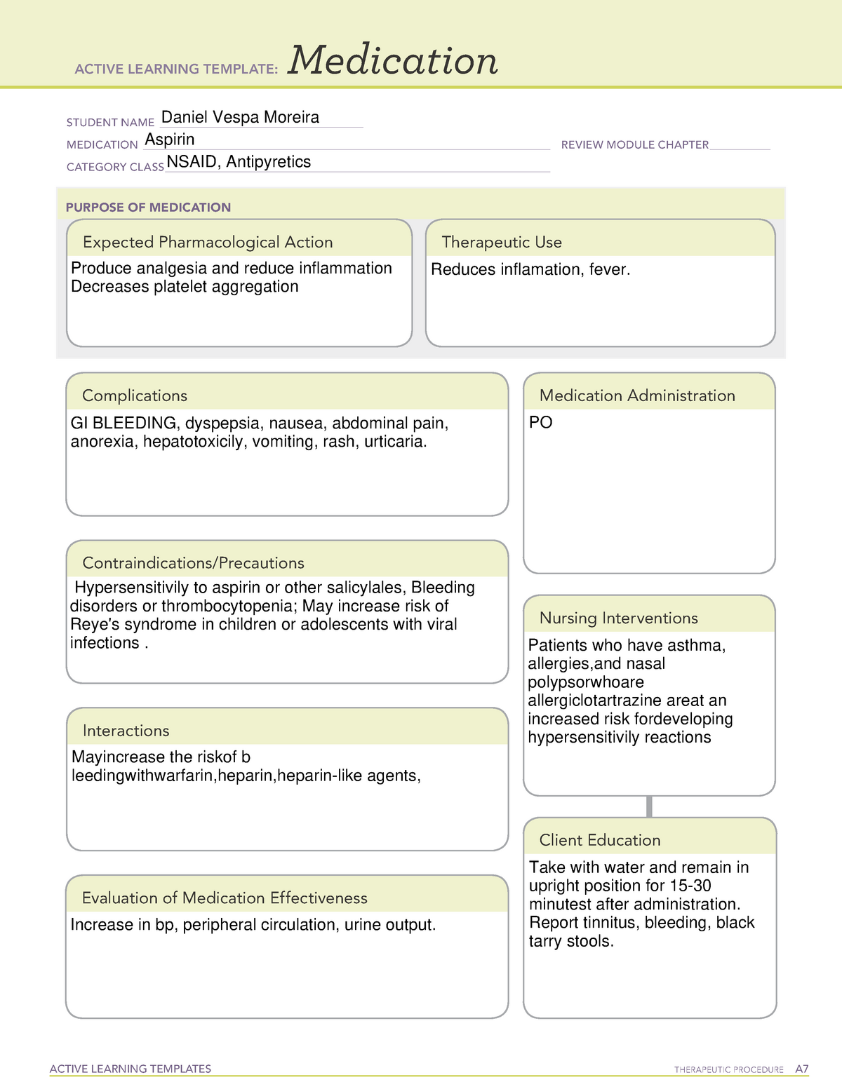 Aspirin Active Learning Template ACTIVE LEARNING TEMPLATES