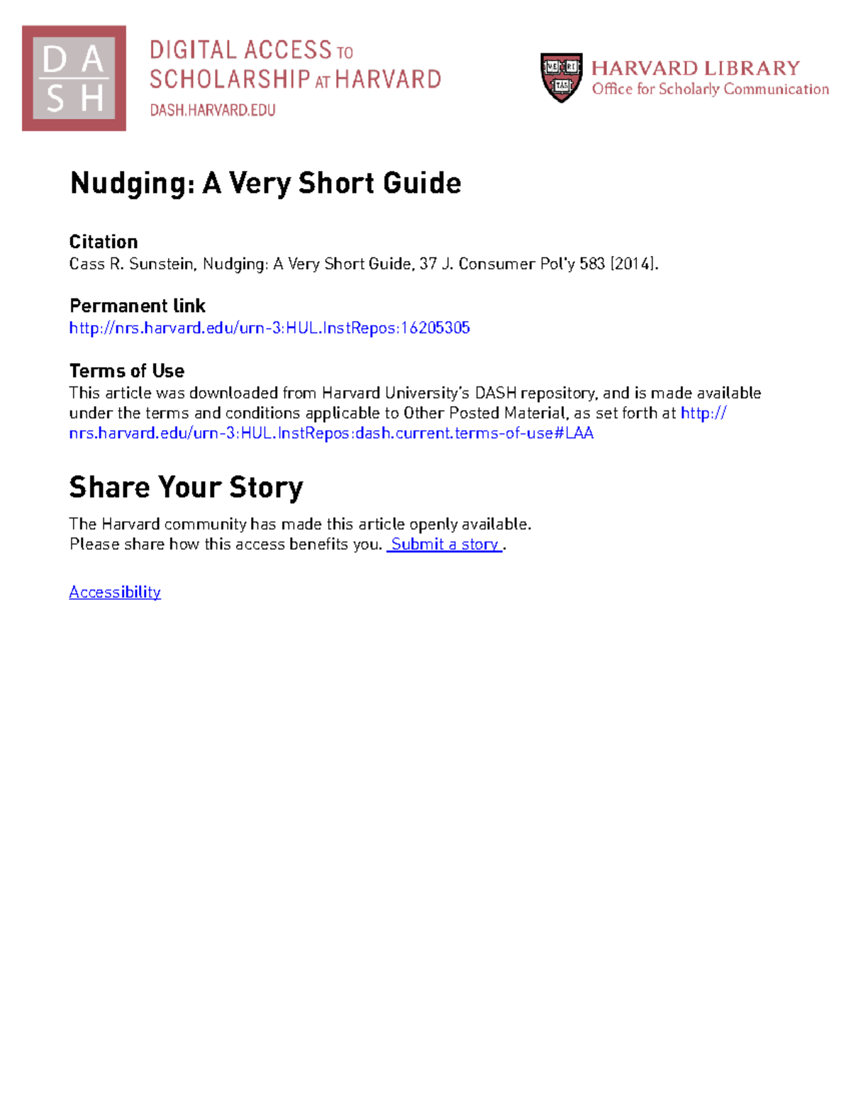 MCV Nudging Article S23 - Nudging: A Very Short Guide Citation Cass R ...