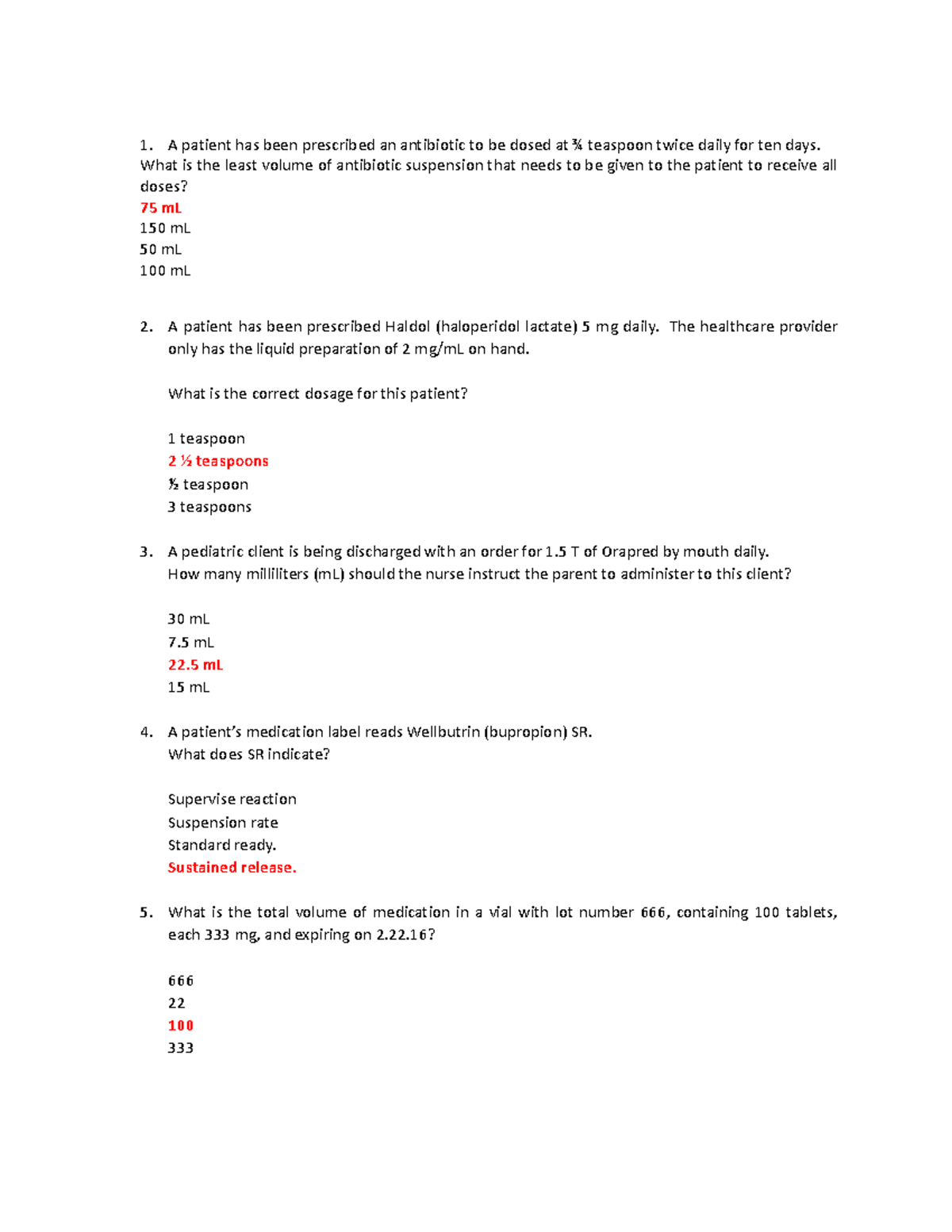 Med Calculation Exam - A patient has been prescribed an antibiotic to ...