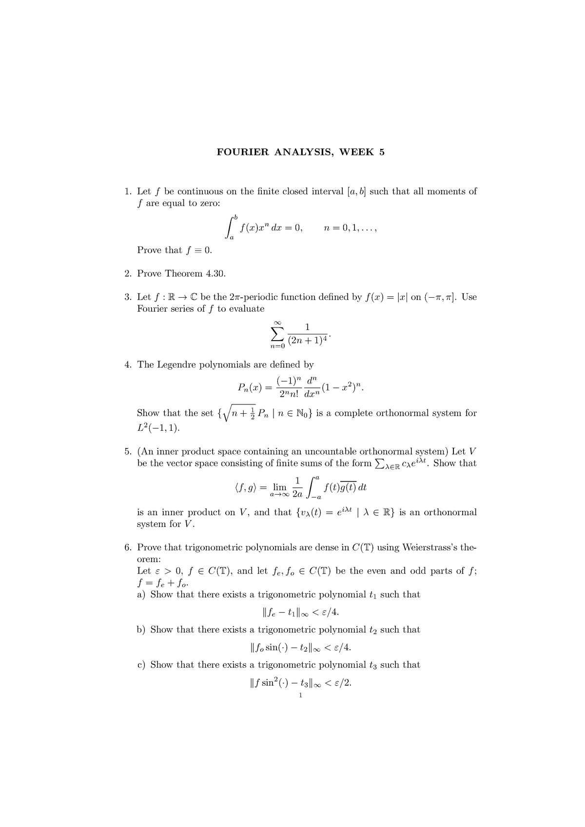 Week5 Fourier Analyse Aantekeningen + Opgaven - FOURIER ANALYSIS, WEEK ...