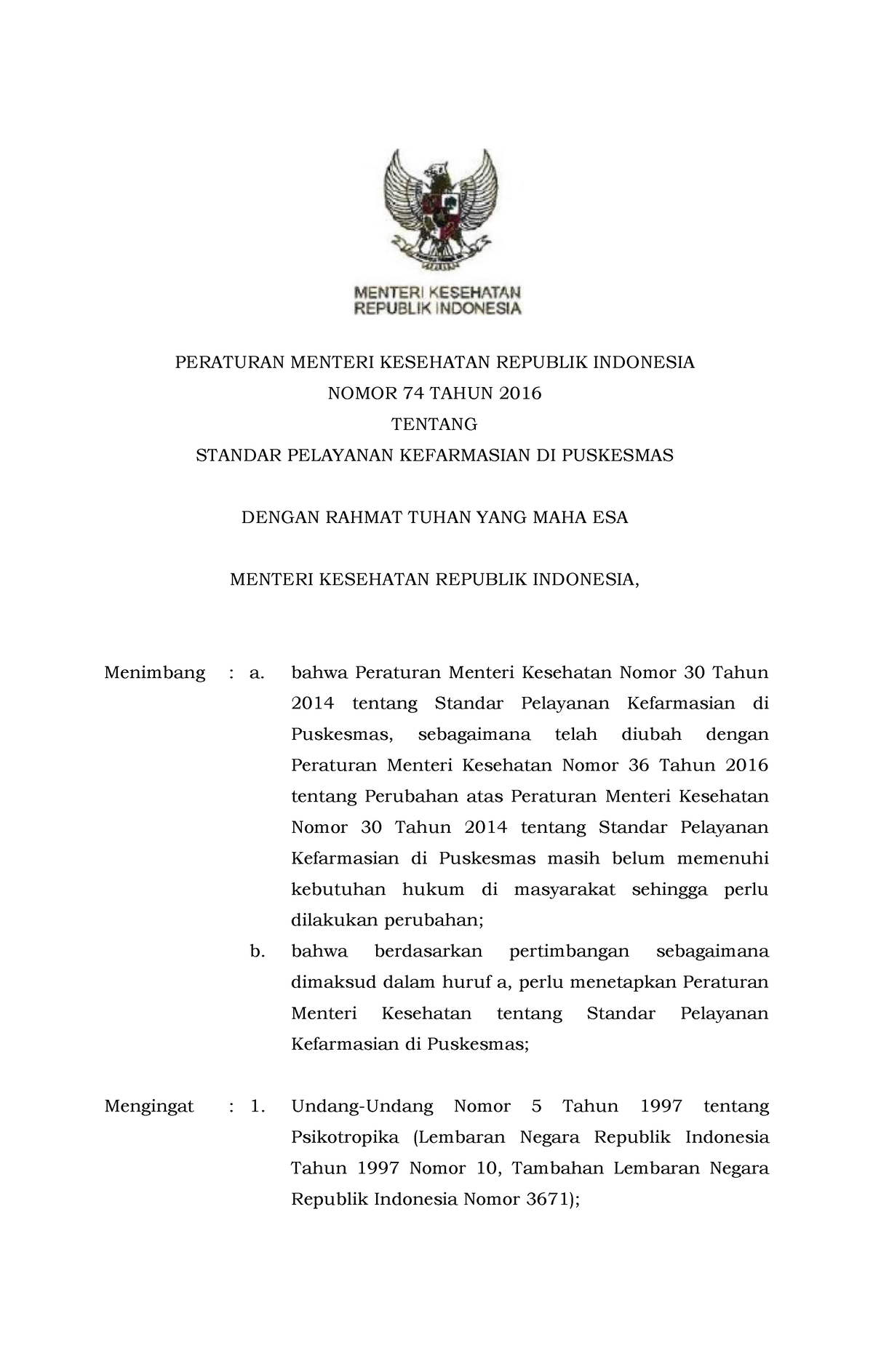 PMK 72 2016 Standar Pelayanan Puskesmas - SOP - PERATURAN MENTERI ...