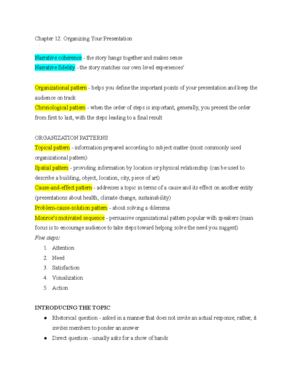 Chapter 12 Textbook Notes - Dr. Miles - Chapter 12: Organizing Your ...