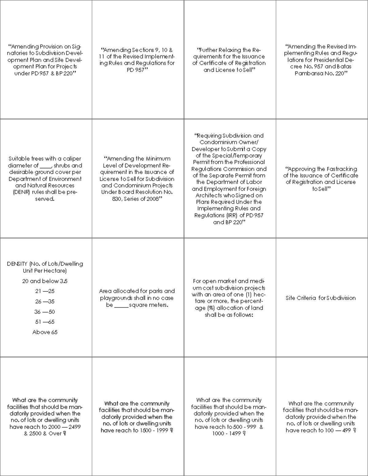Pd 957 question cards
