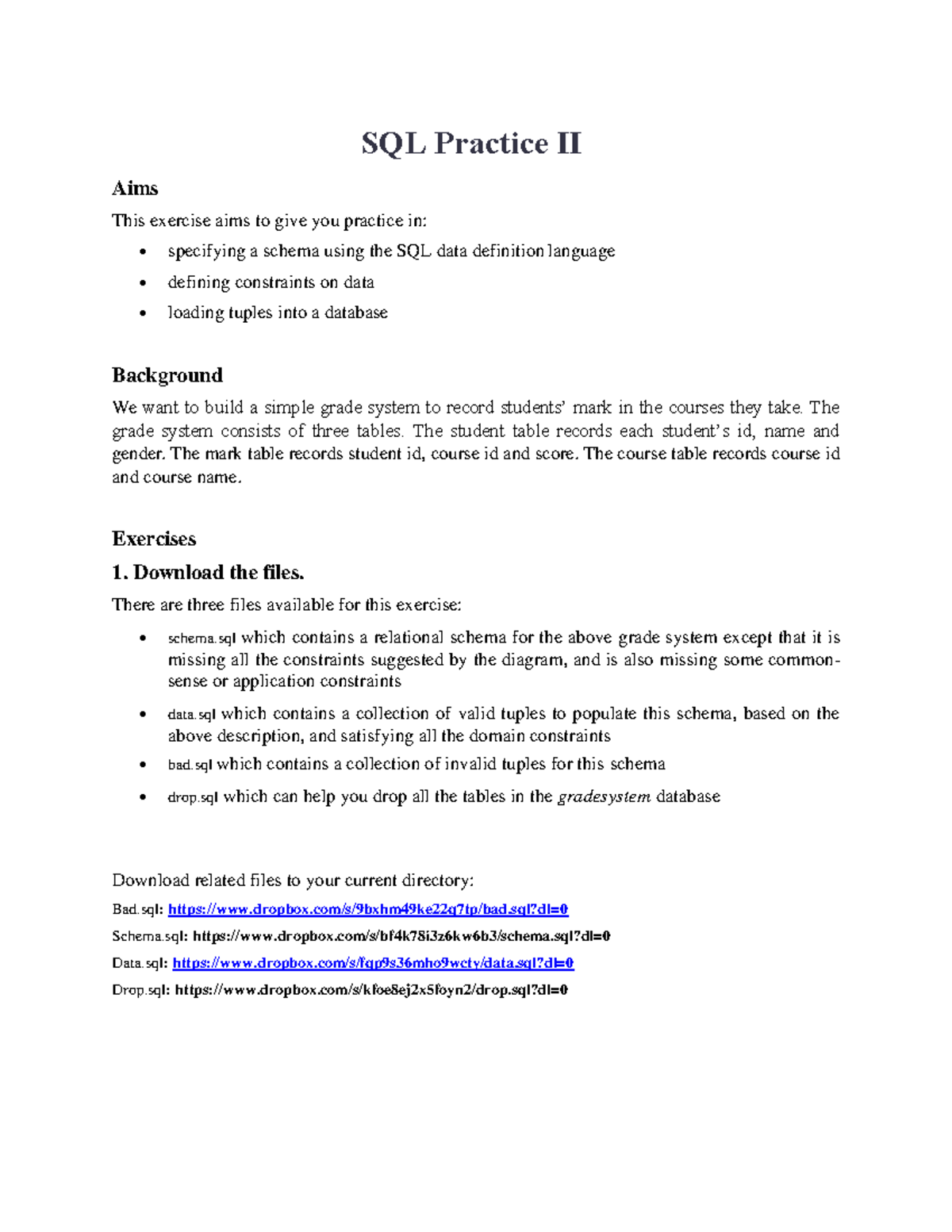 DATA1001 LAB Week2 part2 sql practice - Aims SQL Practice II This ...