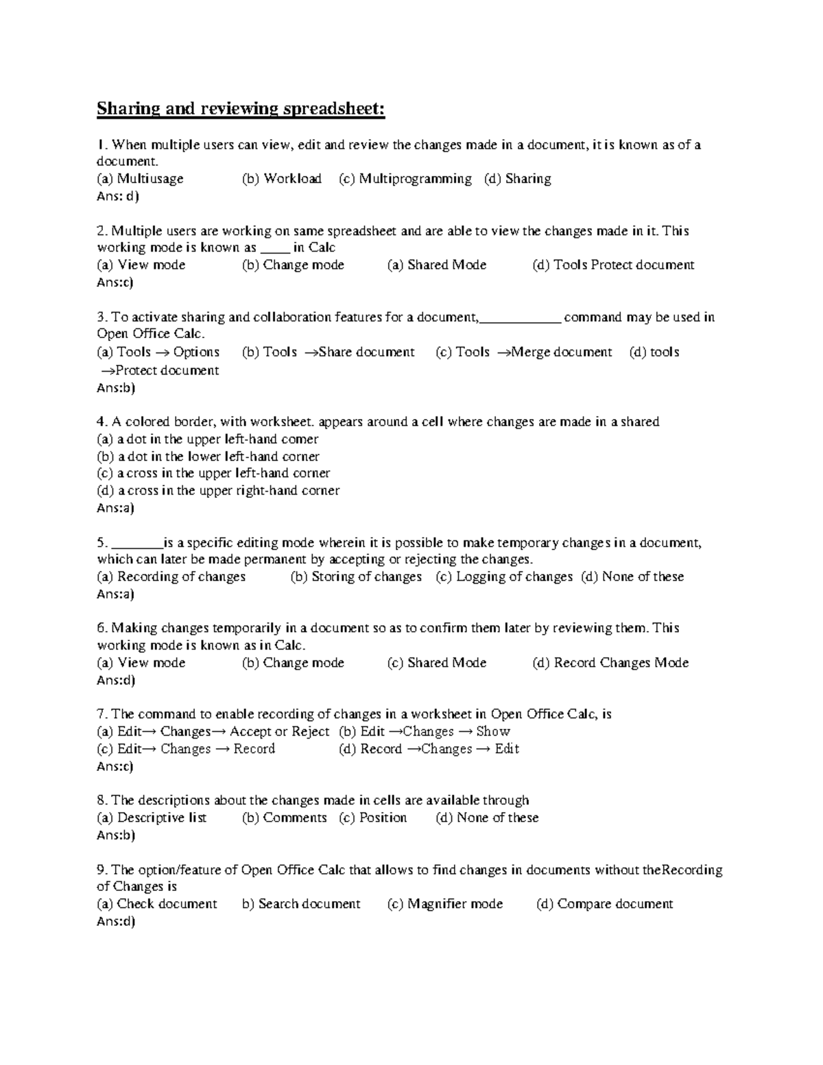 Spreadsheet 2 ppt - NOTESSSS - Sharing and reviewing spreadsheet: When ...