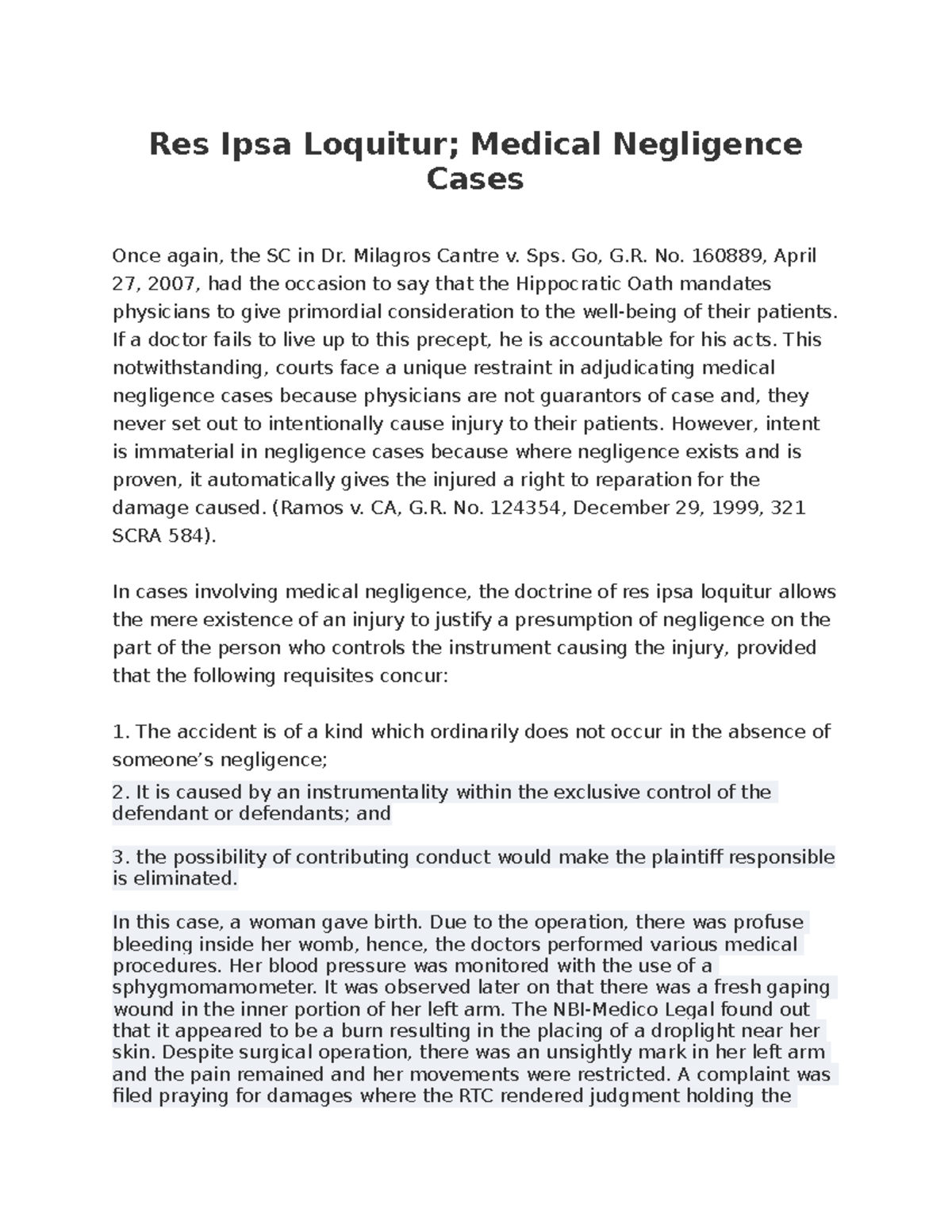 Res Ipsa Loquitur - Research On Res Ipsa - Res Ipsa Loquitur; Medical ...