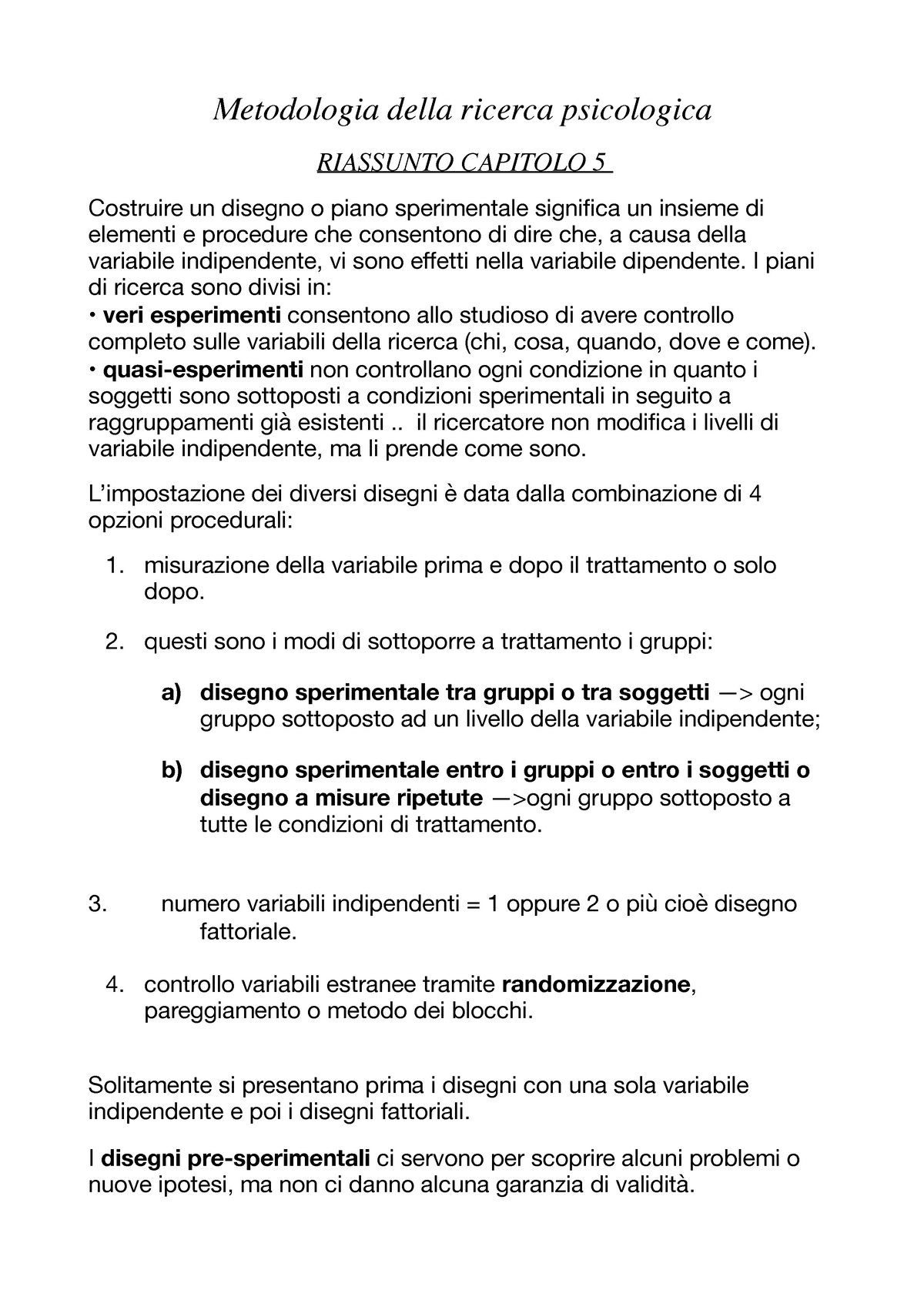 Metodologia Capitolo Metodologia Della Ricerca Psicologica RIASSUNTO CAPITOLO Costruire