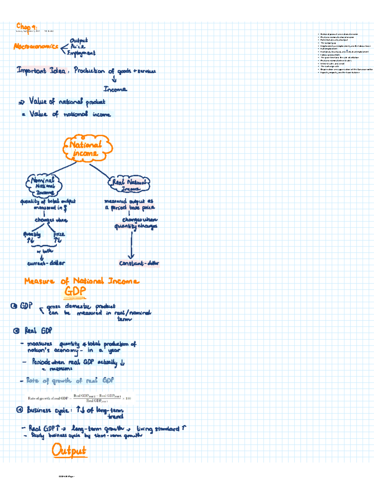Chapter 4 Notes - •National product and national income Real and ...
