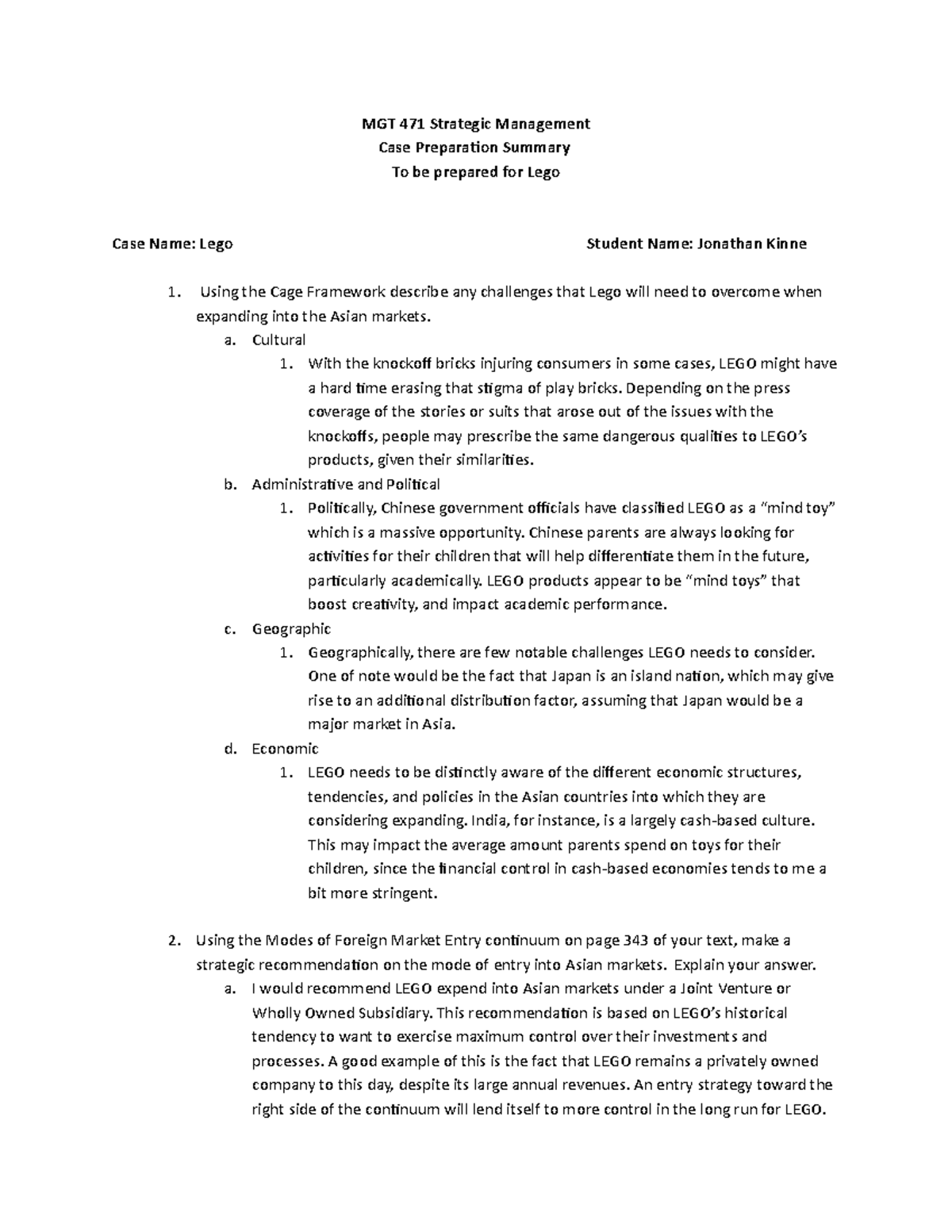 lego case study strategic management