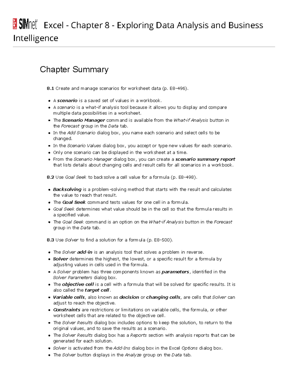 excel-chapter-8-summary-excel-chapter-8-exploring-data-analysis