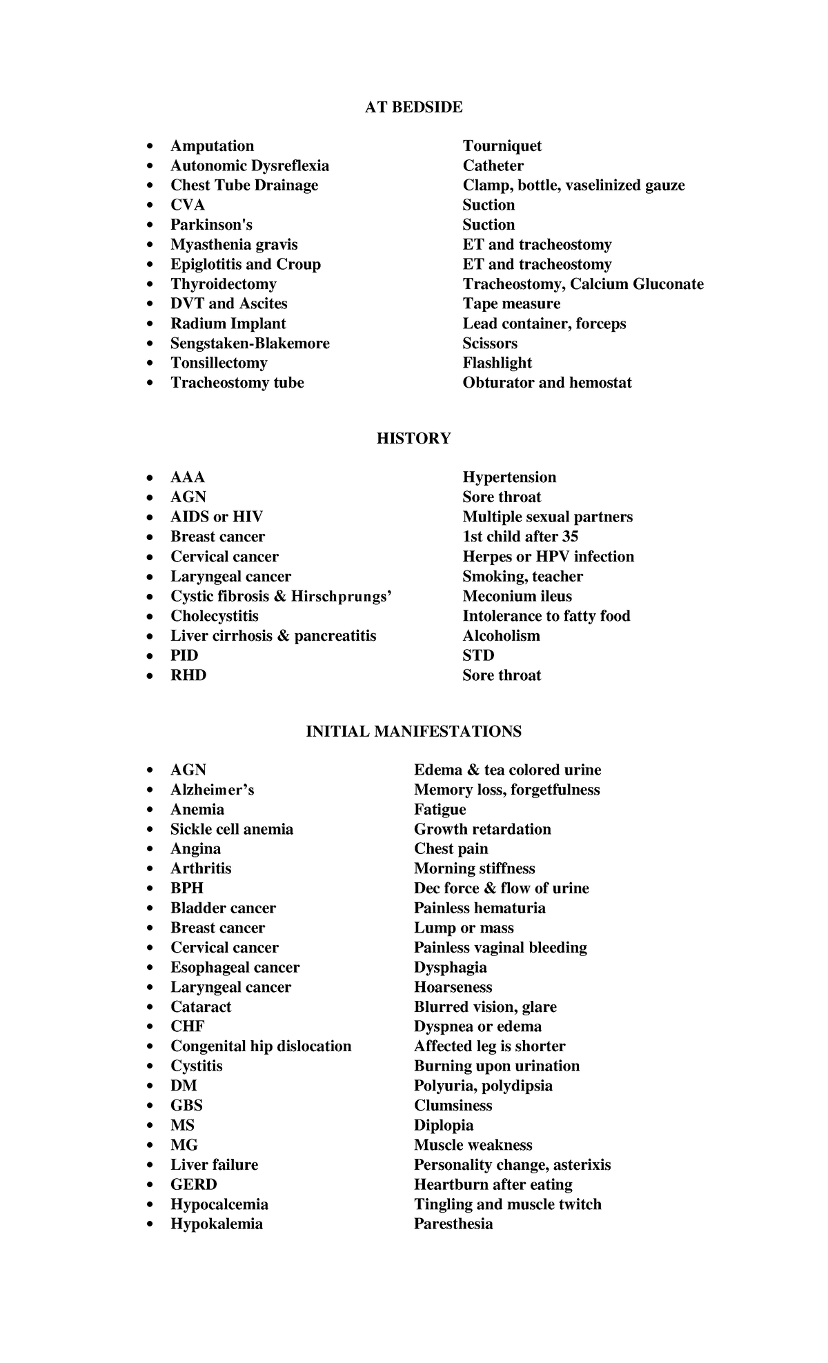 Bullets-TIPS - Tips. - AT BEDSIDE Amputation Tourniquet Autonomic ...