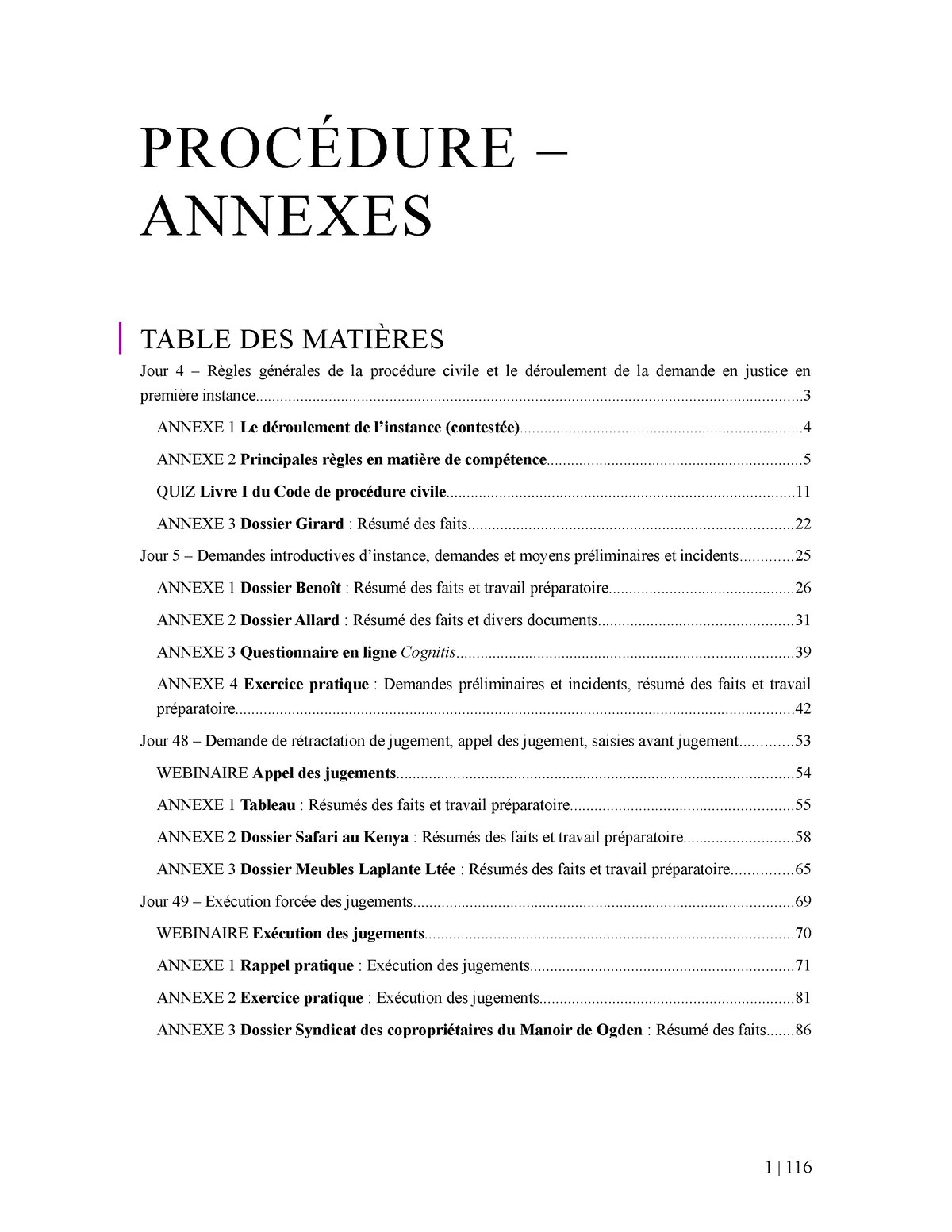 Procédure Annexes Avec Résumé Des Faits ProcÉdure Annexes Table Des MatiÈres Première 5572