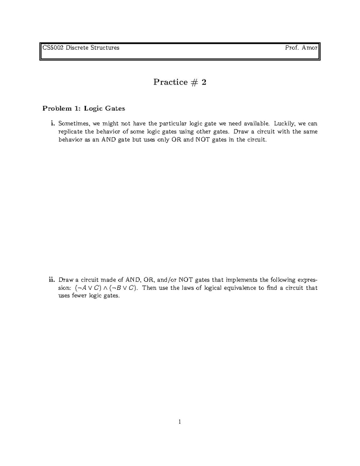 Prac02 - Practice problems 2 - CS5002 Discrete Structures Prof. Amor ...