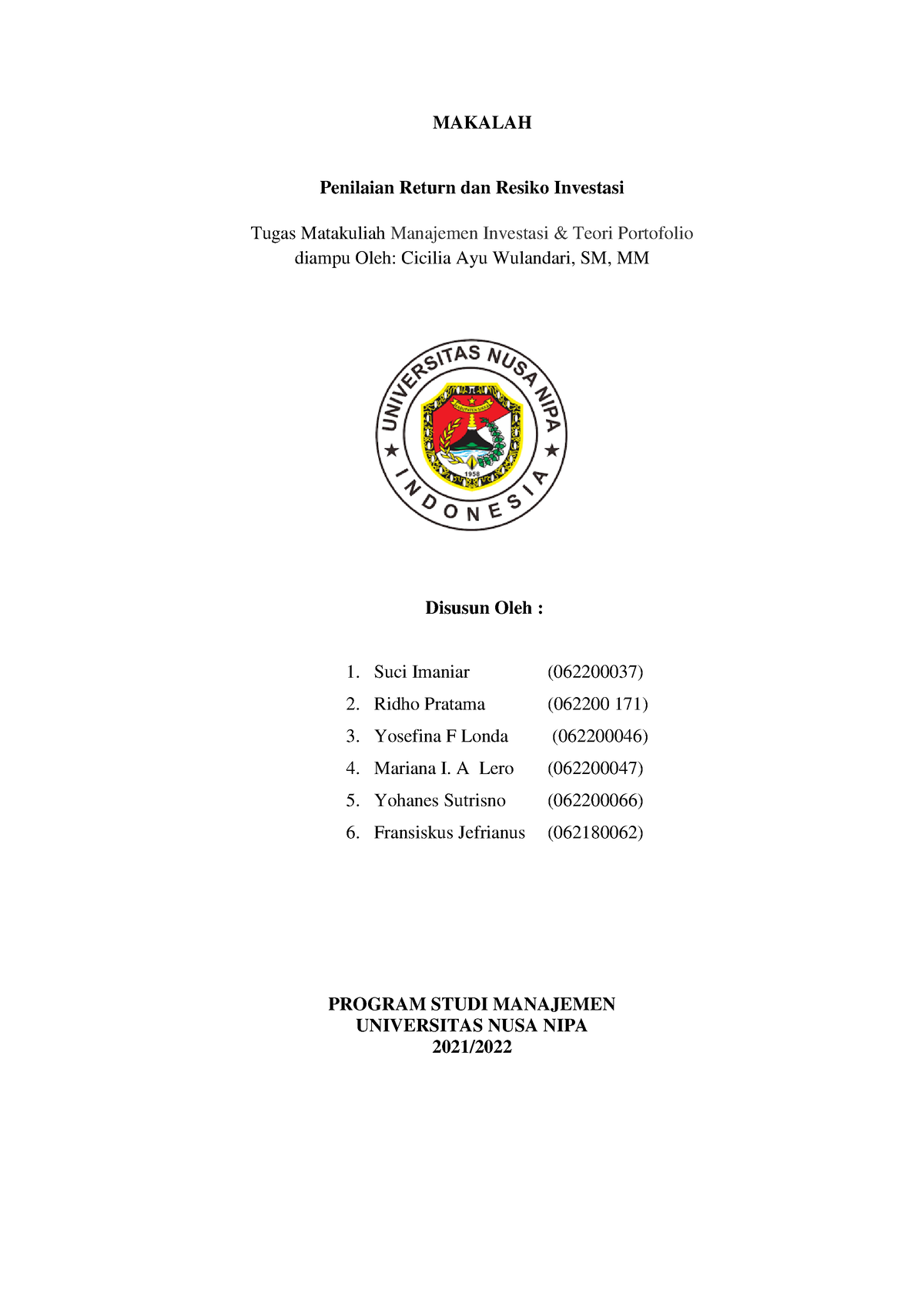 7.1. Penilaian Return Dan Resiko Investasi - MAKALAH Penilaian Return ...