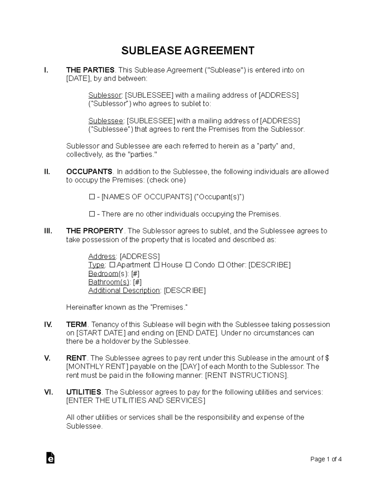 Sublease-Agreement - SUBLEASE AGREEMENT I. THE PARTIES. This Sublease ...