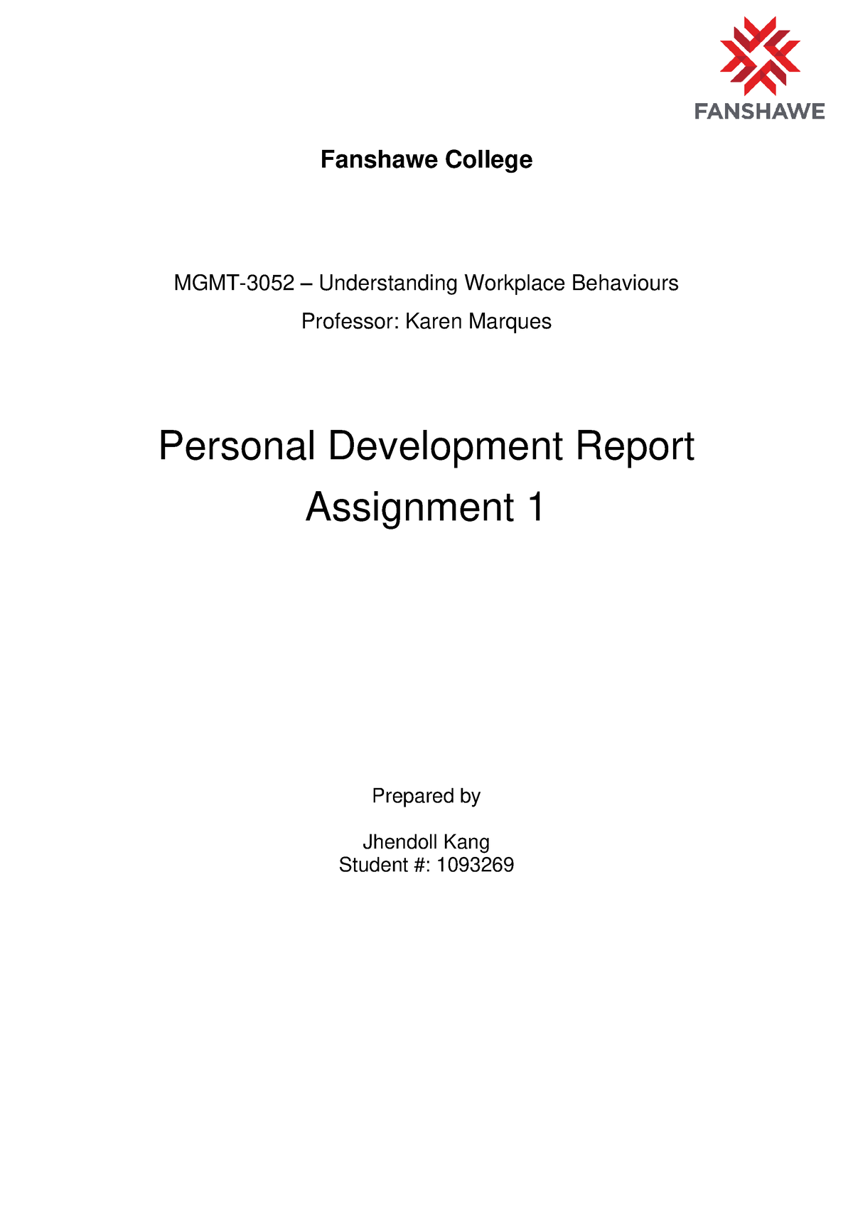 research report on own personal development