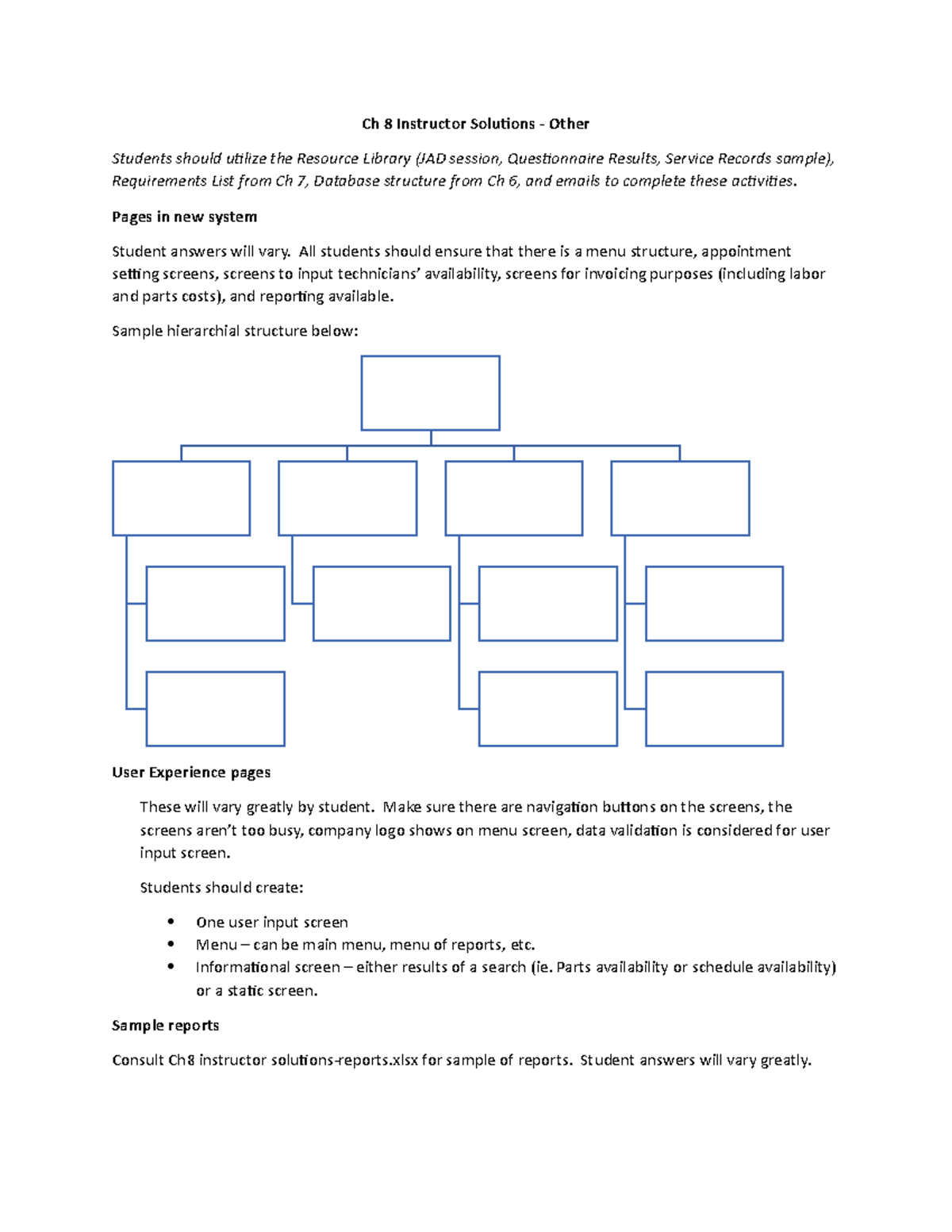 Chapter8solutions - Ch 8 Instructor Solutions - Other Students Should ...