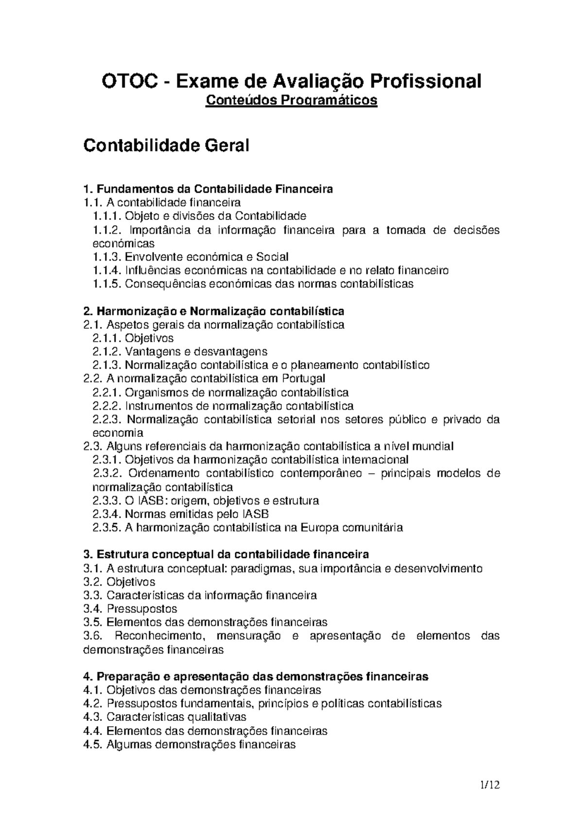 Conteudos programaticos set2011 - OTOC - Exame de Avaliação ...