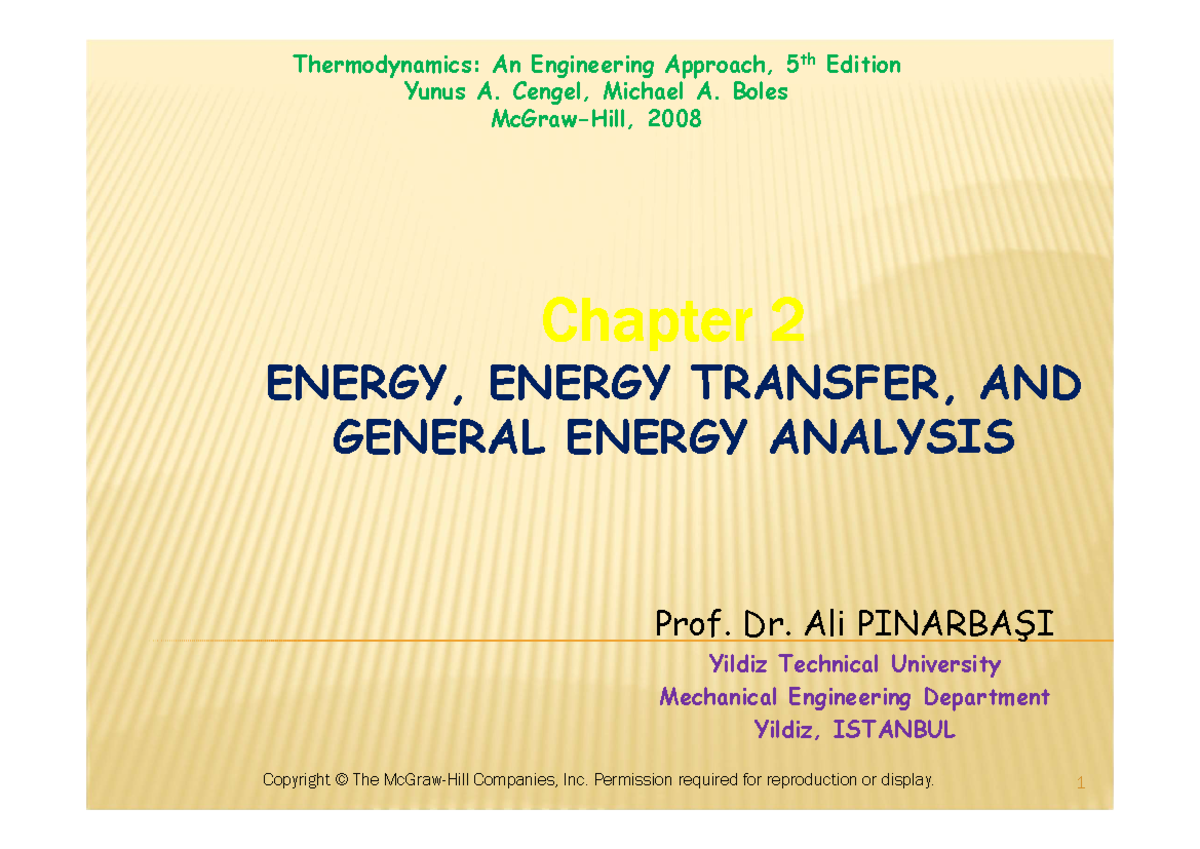 Thermo Ch2 Energy Energy Transfer And General Energy Analysis-12 Ekim ...