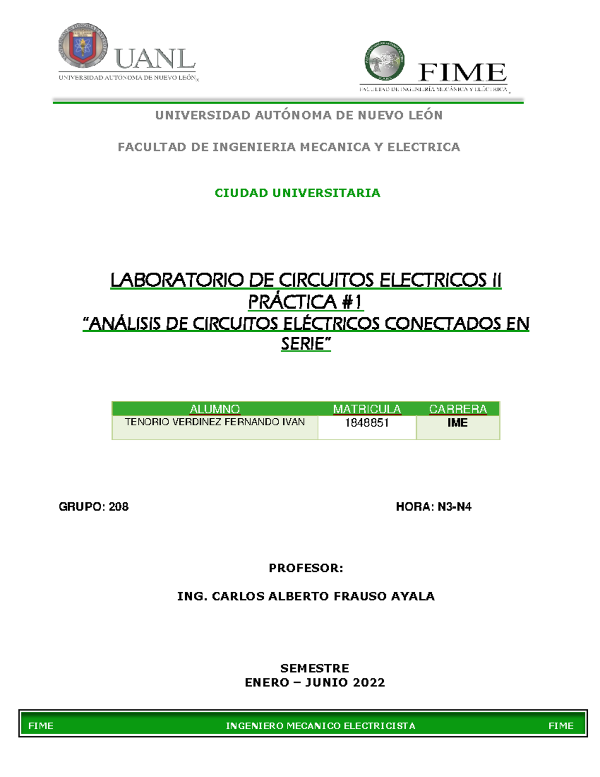 Practica #1 Circuitos Eléctricos Correspondiente Al Primer Bloque Del ...