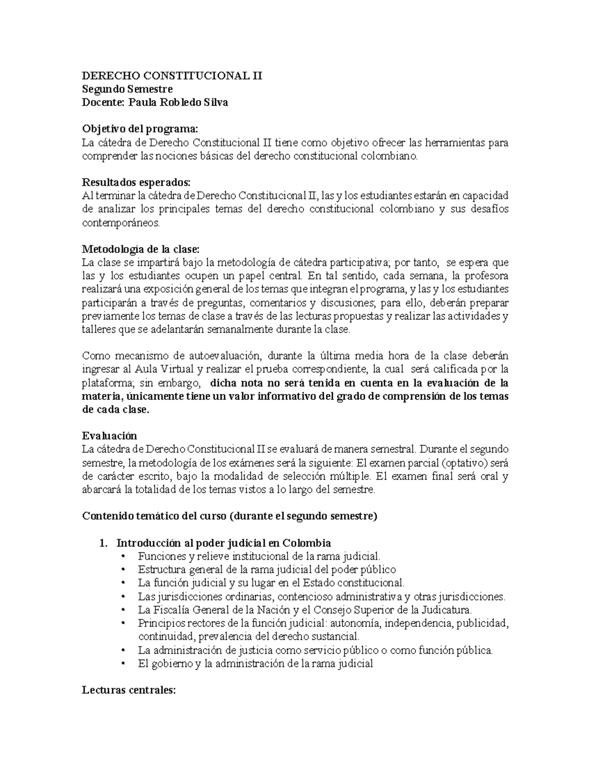 Constitucional II. Segundo Semestre (2023) - DERECHO CONSTITUCIONAL II ...