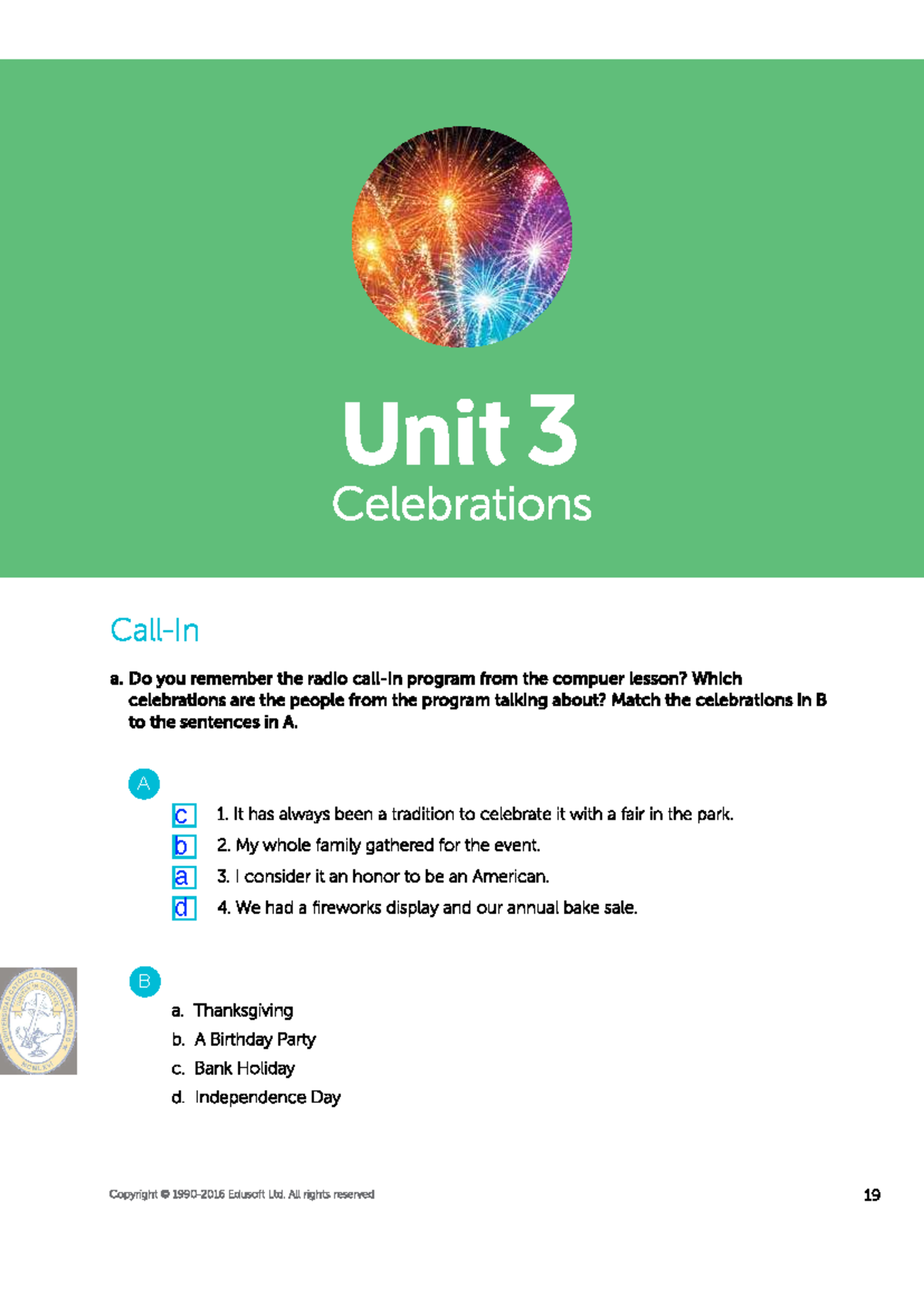 UNIT 3 - INGLES 3 WORKBOOK INTERMEDIATE 1 - Ingles - A B THE LORD MAYOR ...