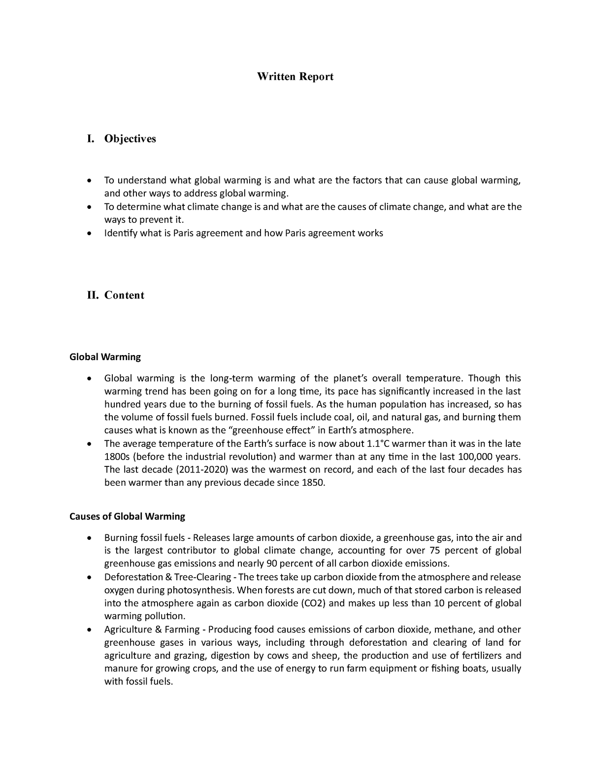 G7 FIN233 Written Report Q&A Assessement - Written Report I. Objectives ...