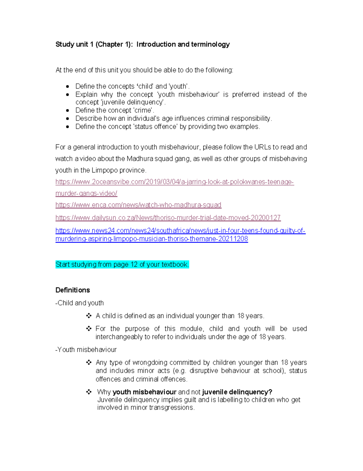 Notes Study Unit 1 Study Unit 1 Chapter 1 Introduction And Terminology At The End Of This Notes Study Unit 1 Study Unit 1 Chapter 1 Introduction And Terminology At The End Of This
