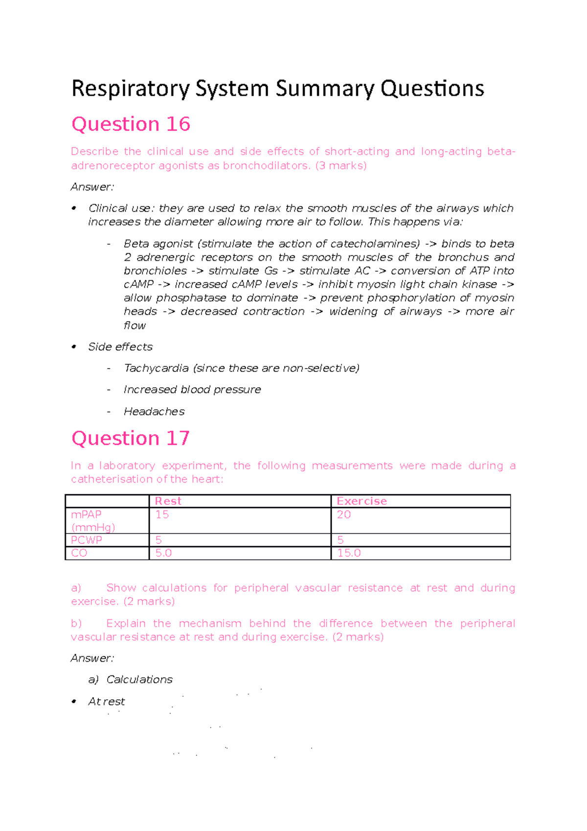 respiratory system critical thinking questions