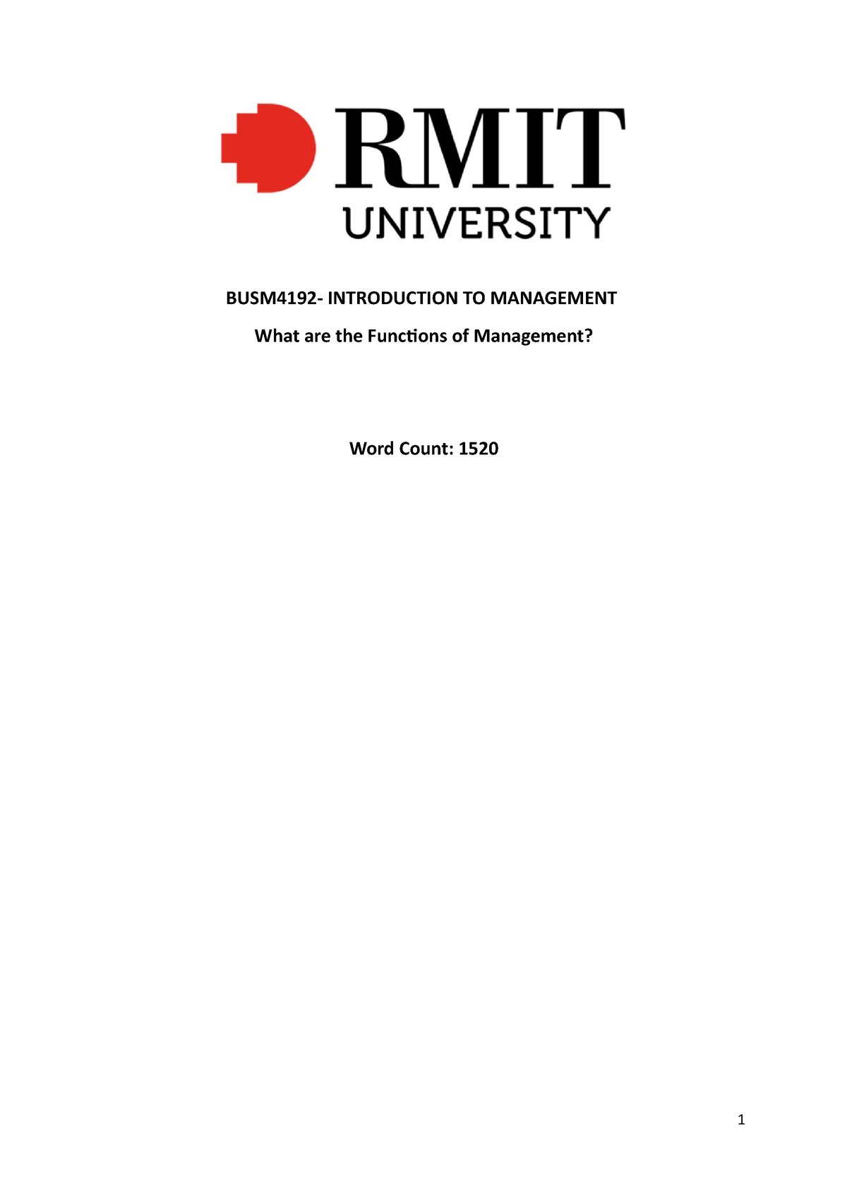 assignment for introduction to management