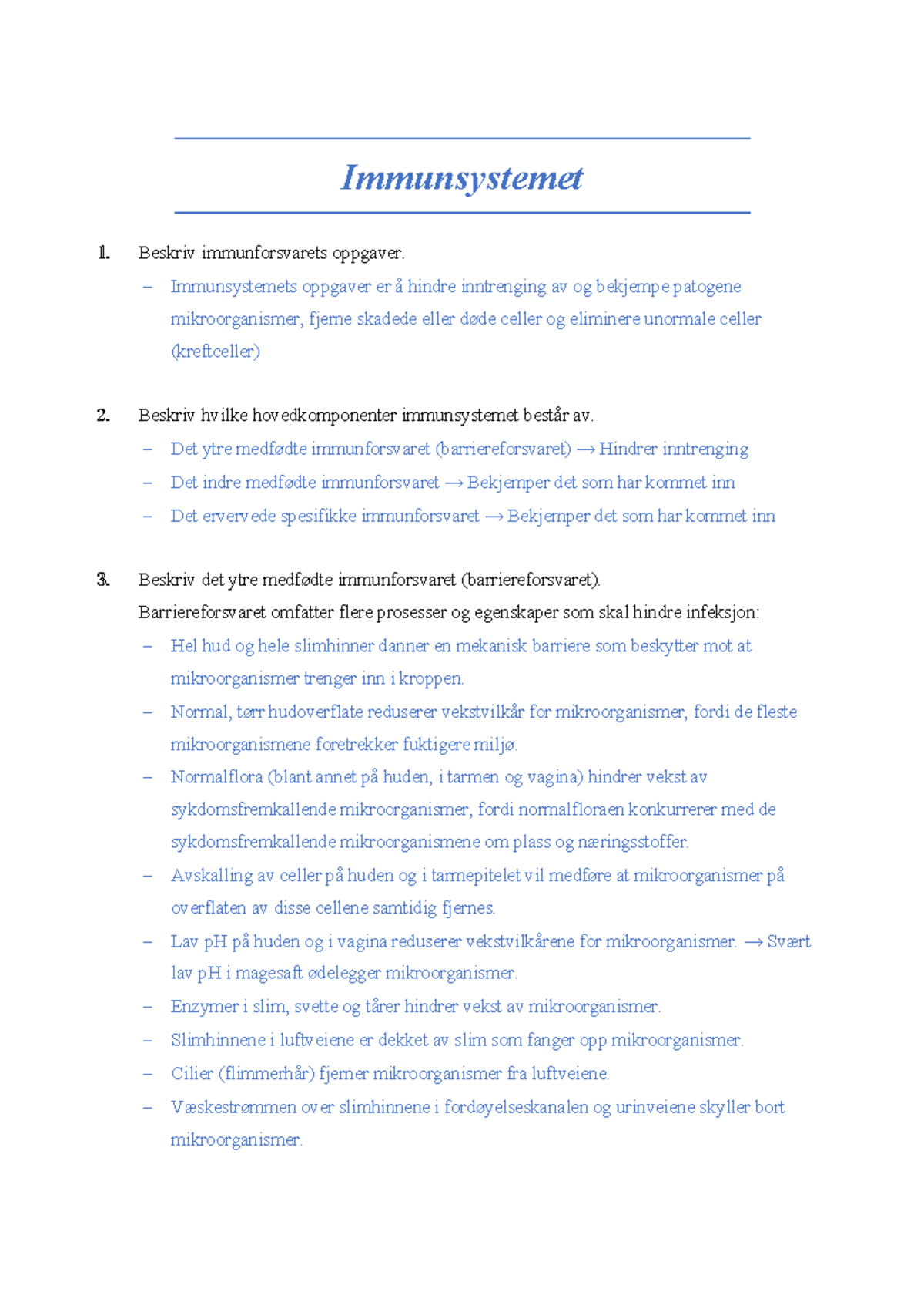 Immunsystemet - AFBM Arbeidshefte - Immunsystemet Beskriv ...