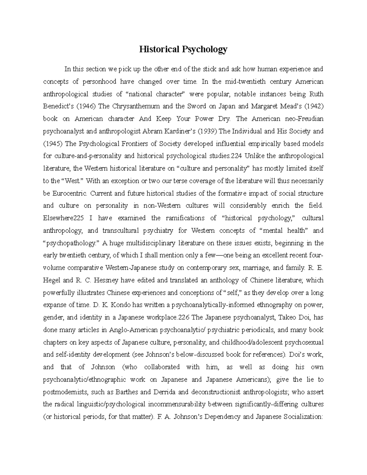 Historical Psychology In the midtwentieth century American