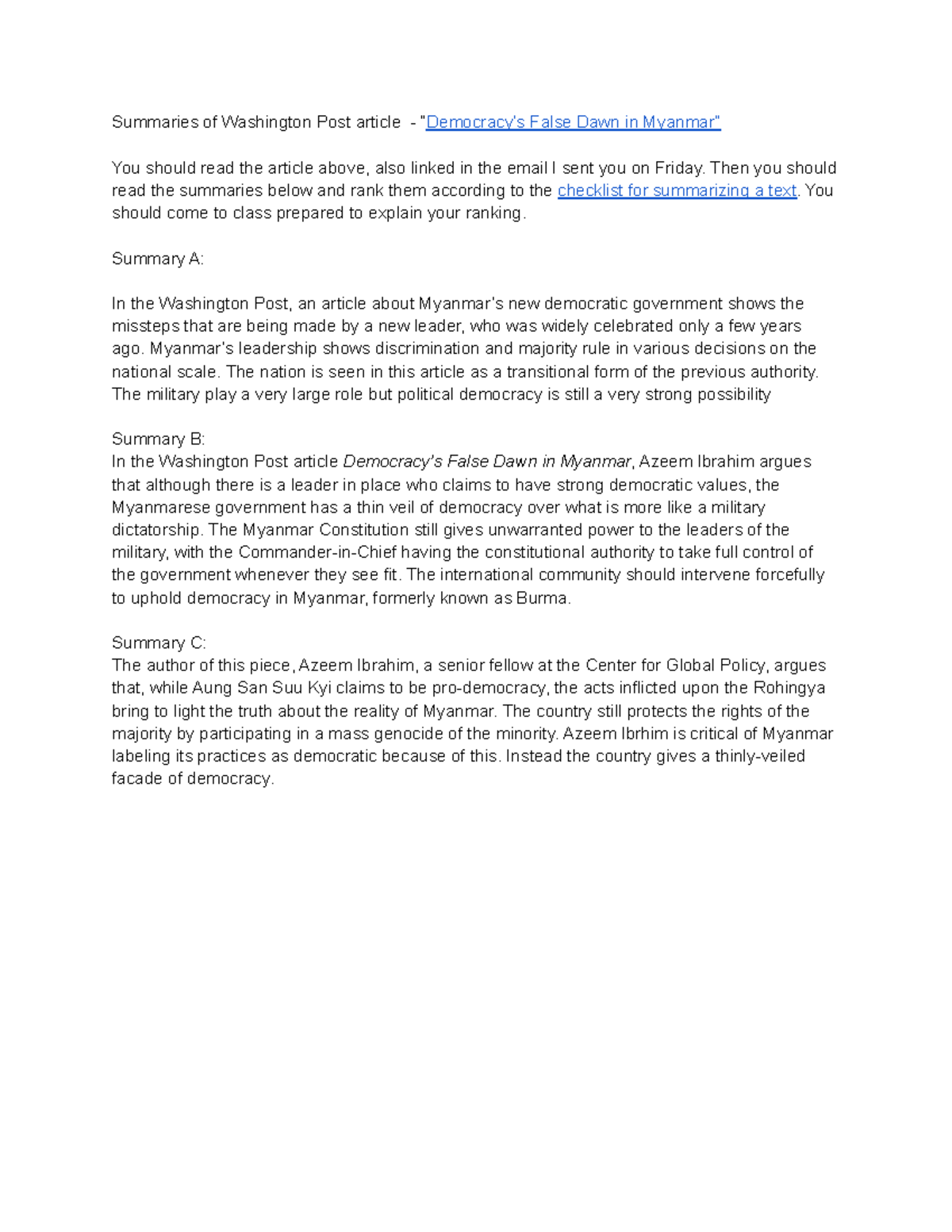 Summaries of Washington Post article Then you should read the